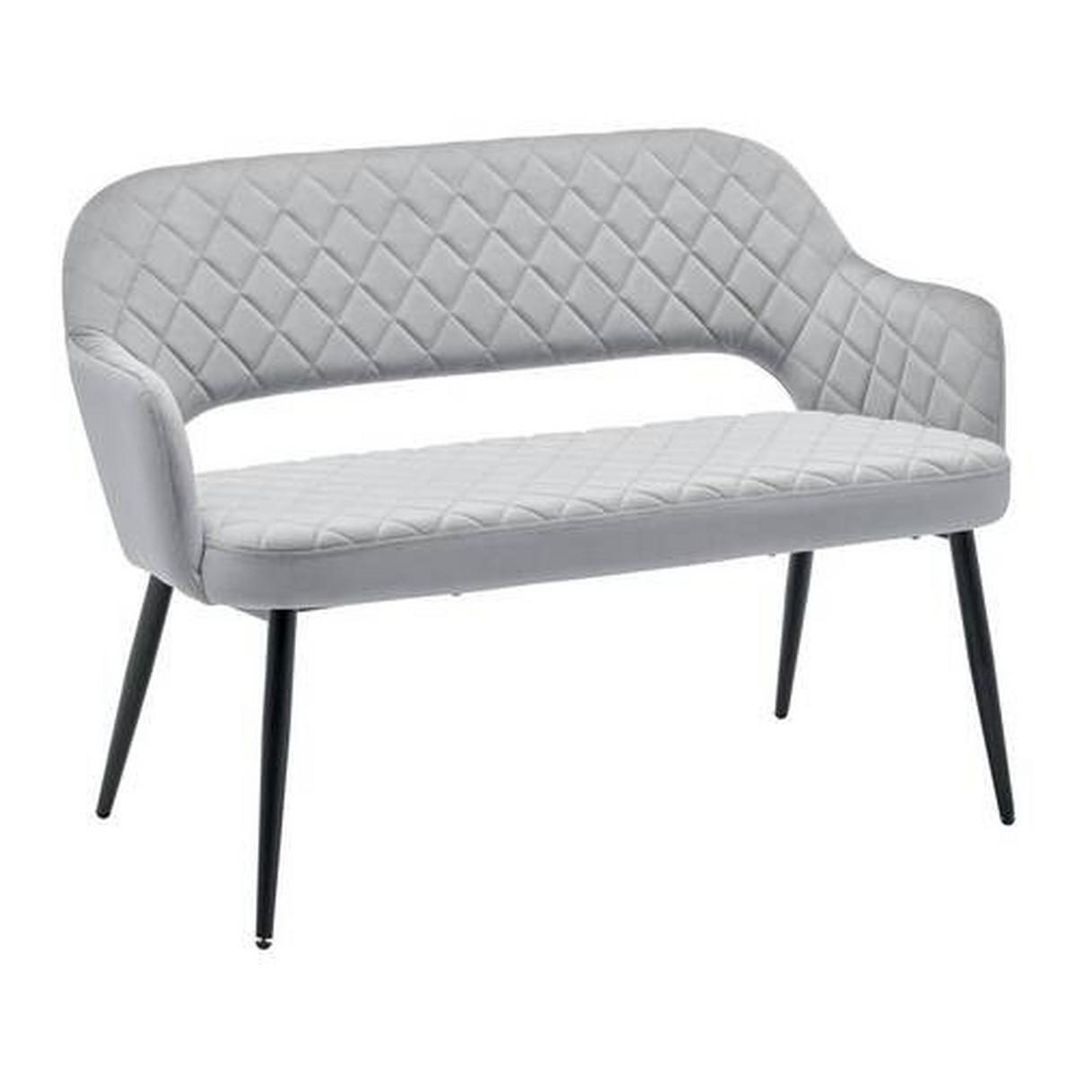Sametová lavice Isabella - šedá - šedá/černá, Moderní, kov/dřevo (112/78/62cm) - Bessagi Home