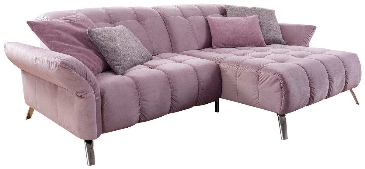 Ecksofa Coast Flieder Samt - Flieder/Schwarz, MODERN, Holzwerkstoff/Textil (244/173cm)