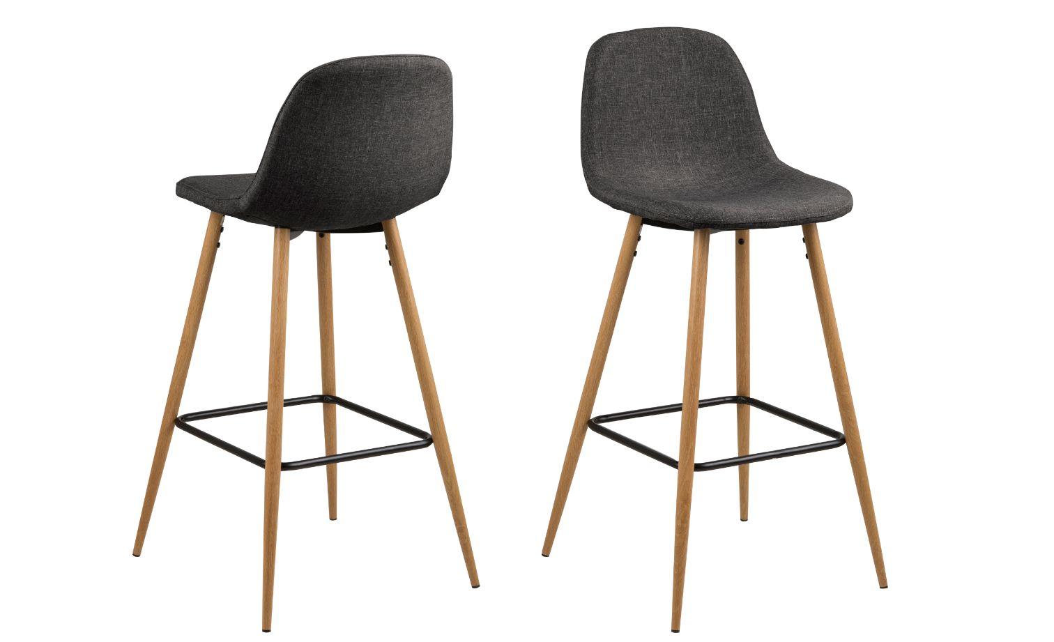 Barová Židle Wilma Výška 101cm - barvy dubu/tmavě šedá, Basics, kov/textil (46,6/101/51cm)