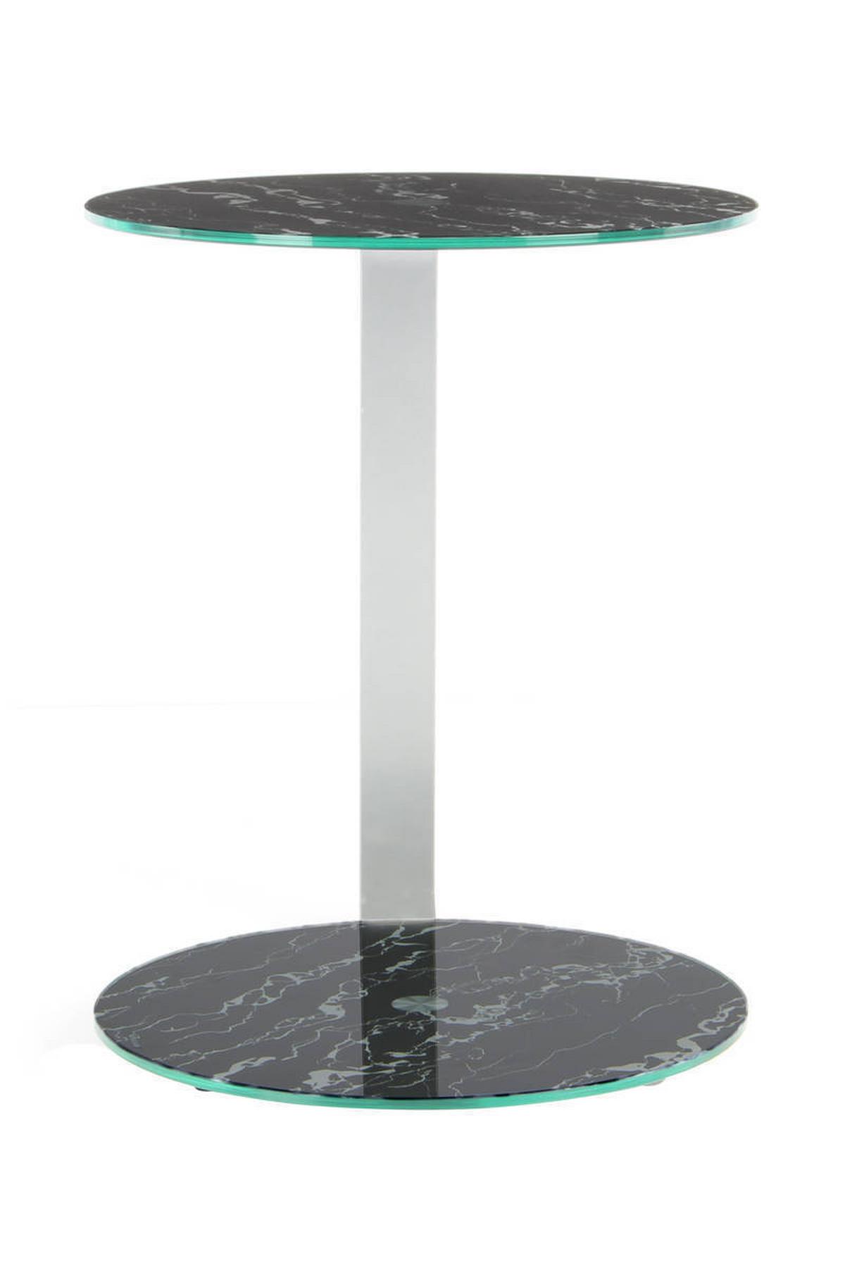 Beistelltisch Mit 2 Platten Quentin Schwarz/Silberfarben - Silberfarben/Schwarz, Basics, Glas/Holzwerkstoff (40/40/53cm) - Kayoom