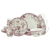 Kombiservice Keramik, Weiß/Bordeaux, 16--Teilig - Bordeaux/Weiß, Basics, Keramik - Creatable