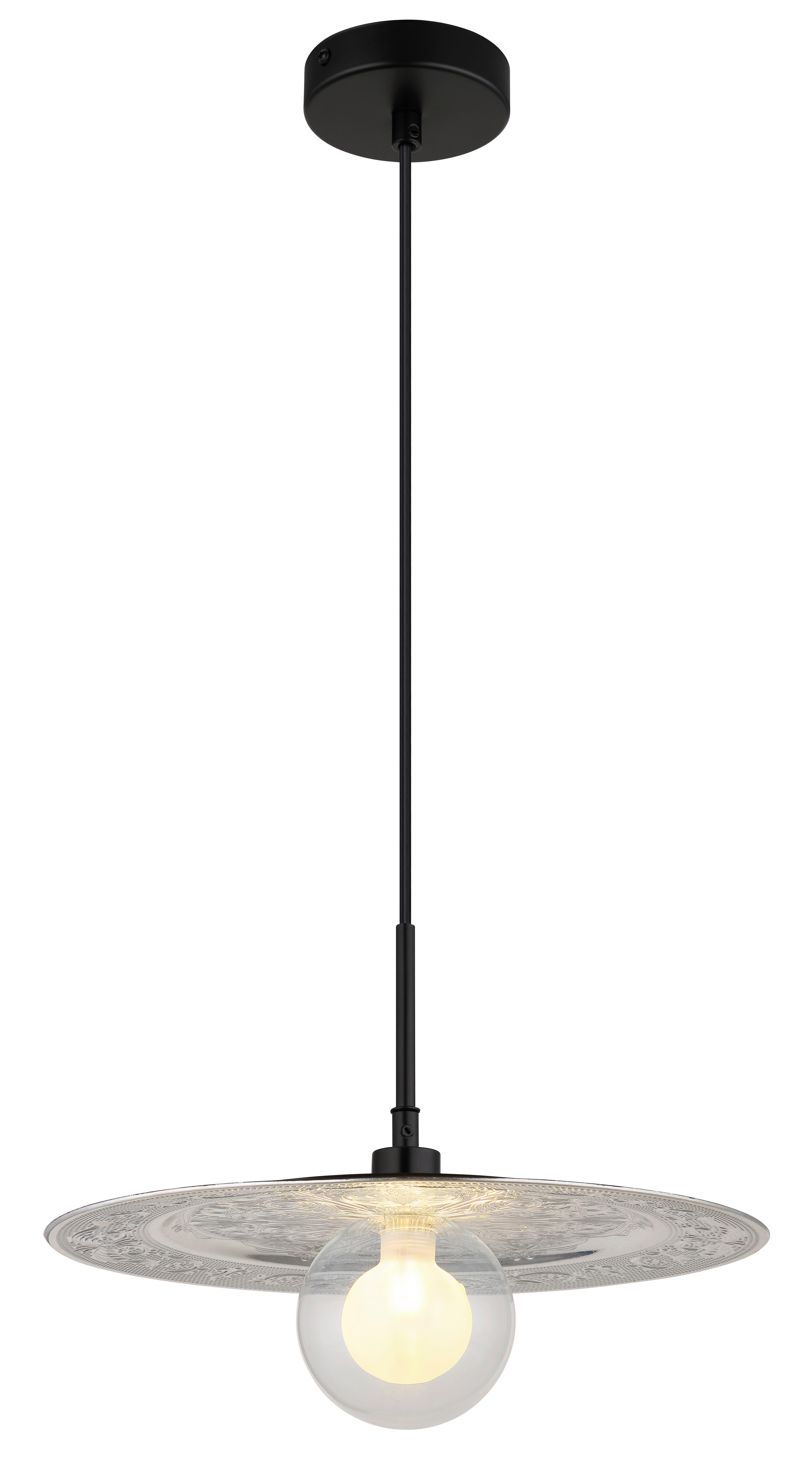 Hängeleuchte 15169s - Klar/Silberfarben, KONVENTIONELL, Glas/Kunststoff (33/119cm) - Globo