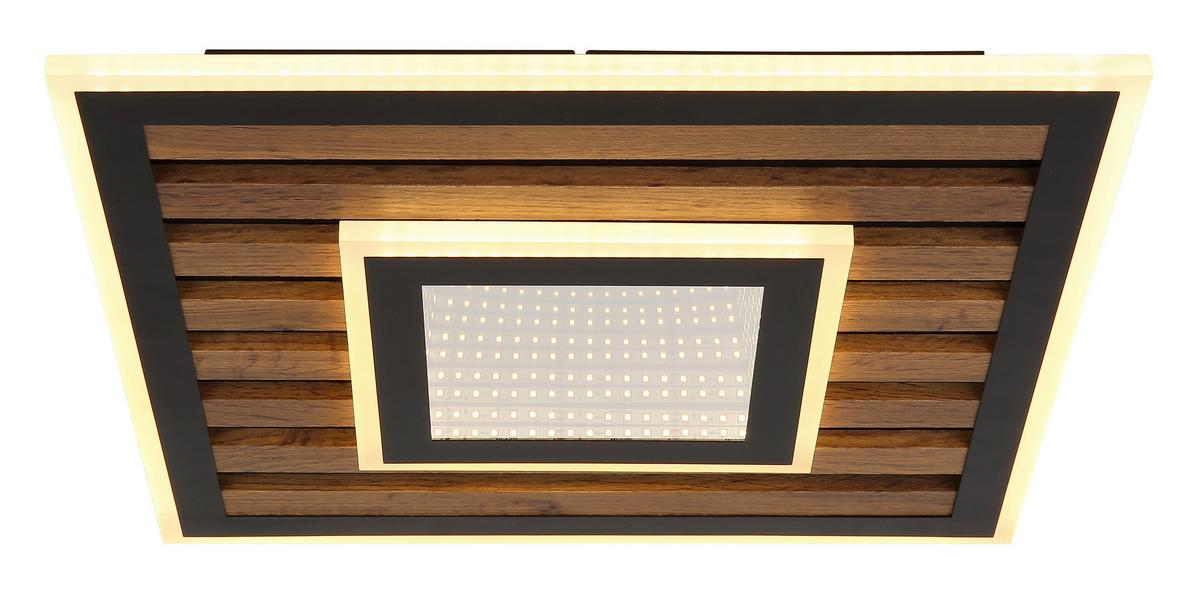 LED-Deckenleuchte Woody Schwarz Weiß Dunkelbraun - Dunkelbraun/Schwarz, Natur, Holzwerkstoff/Kunststoff (40/40/6cm) - Globo