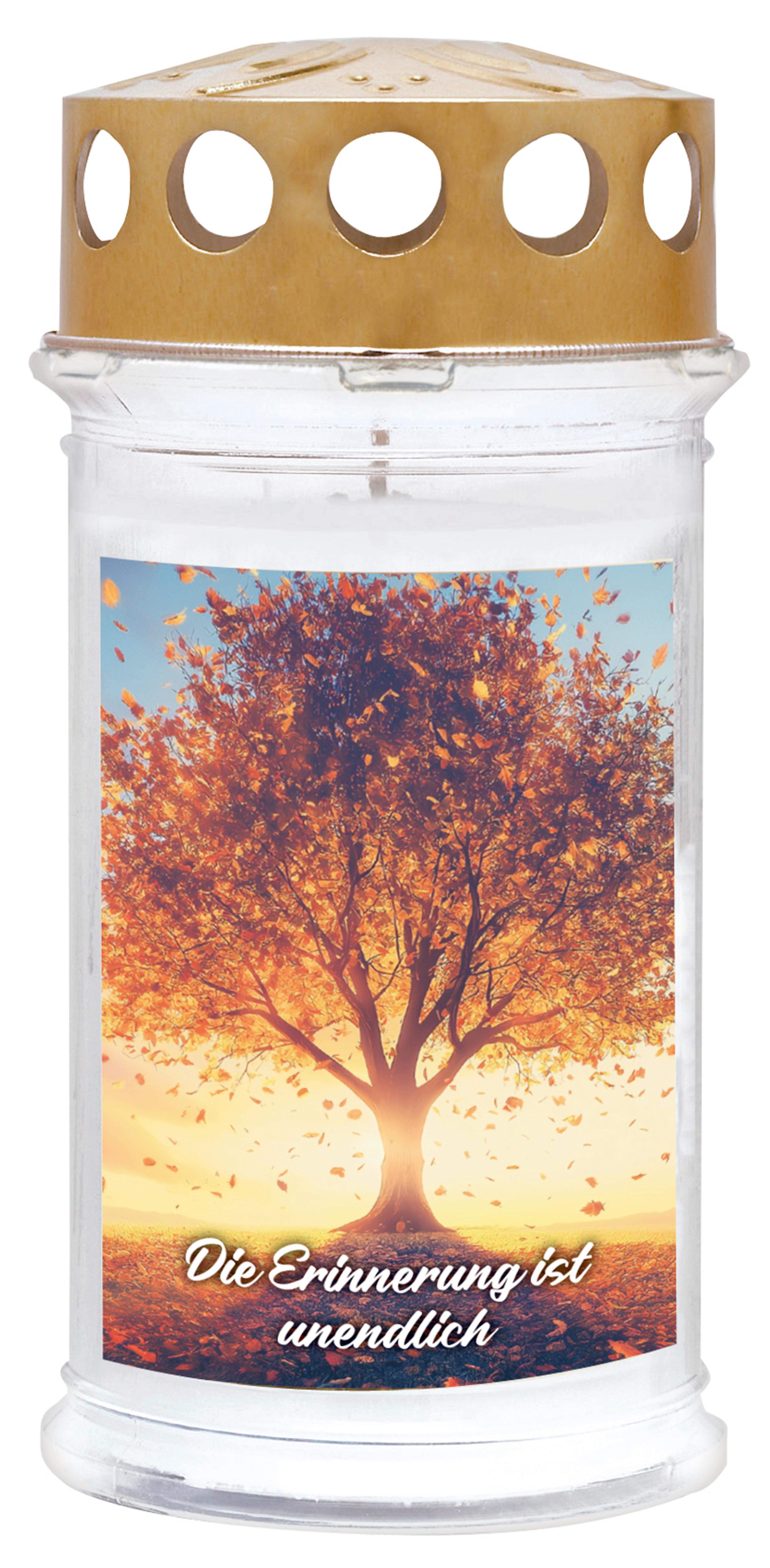 Grabkerze Baum - Goldfarben/Weiß, Basics, Naturmaterialien/Kunststoff (7.7/18/7.7cm)
