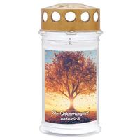 Grabkerze Baum - Goldfarben/Weiß, Basics, Naturmaterialien/Kunststoff (7.7/18/7.7cm)