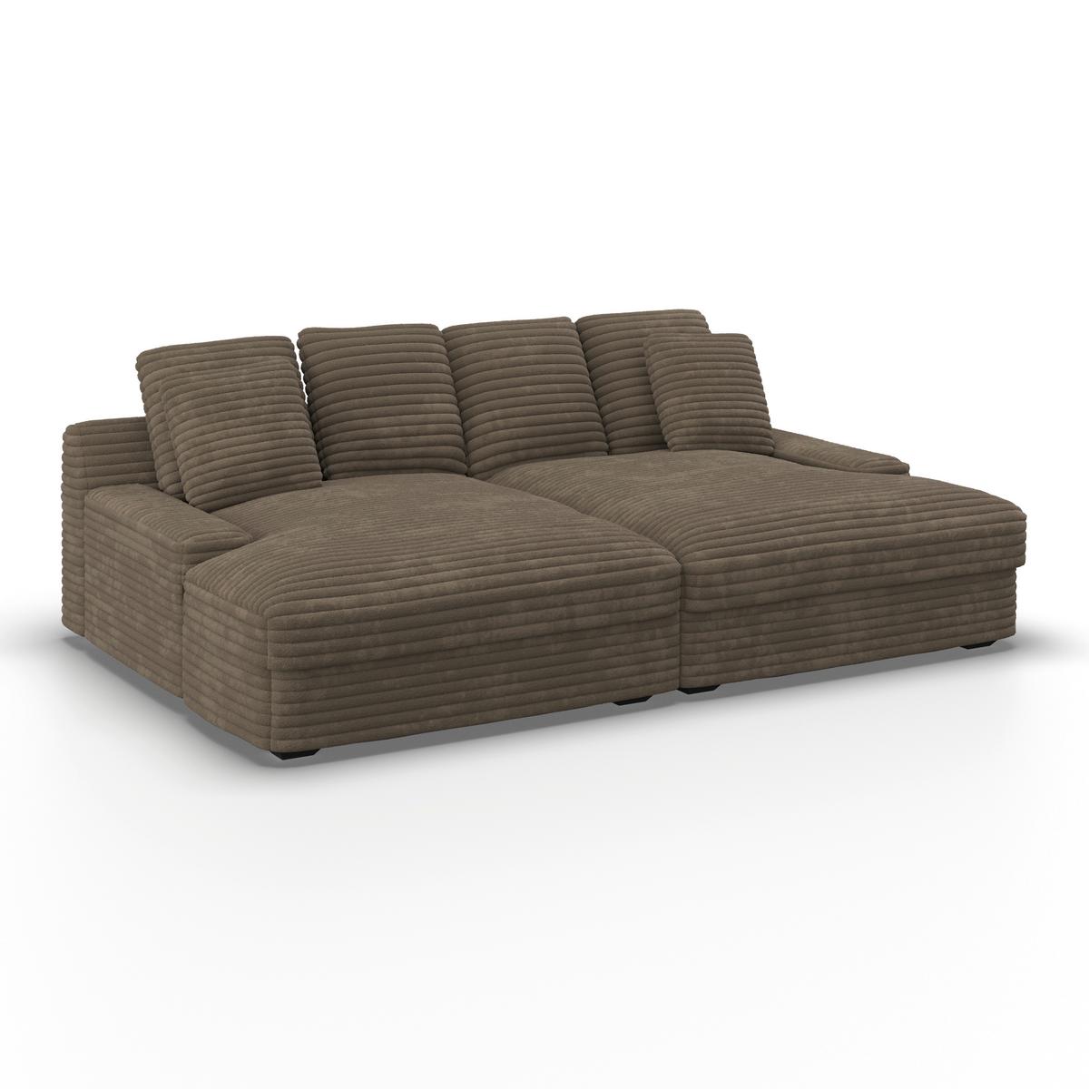 Velká pohovka ELEONORA, hnědý manšestr, max. 360 kg - černá/hnědá, Moderní, dřevo/textil (250/97/168cm) - Bessagi Home
