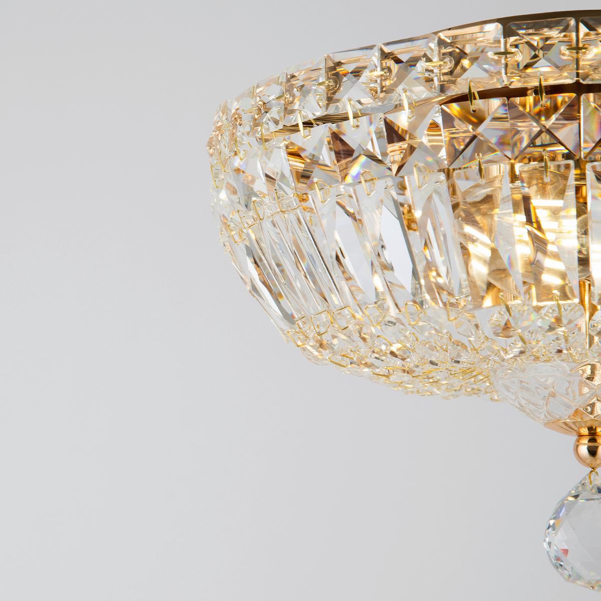 Kronleuchter Basfor 3xe14, Goldfarben Kristallglas - Goldfarben, Trend, Glas/Metall (30/18/30cm) - MAYTONI