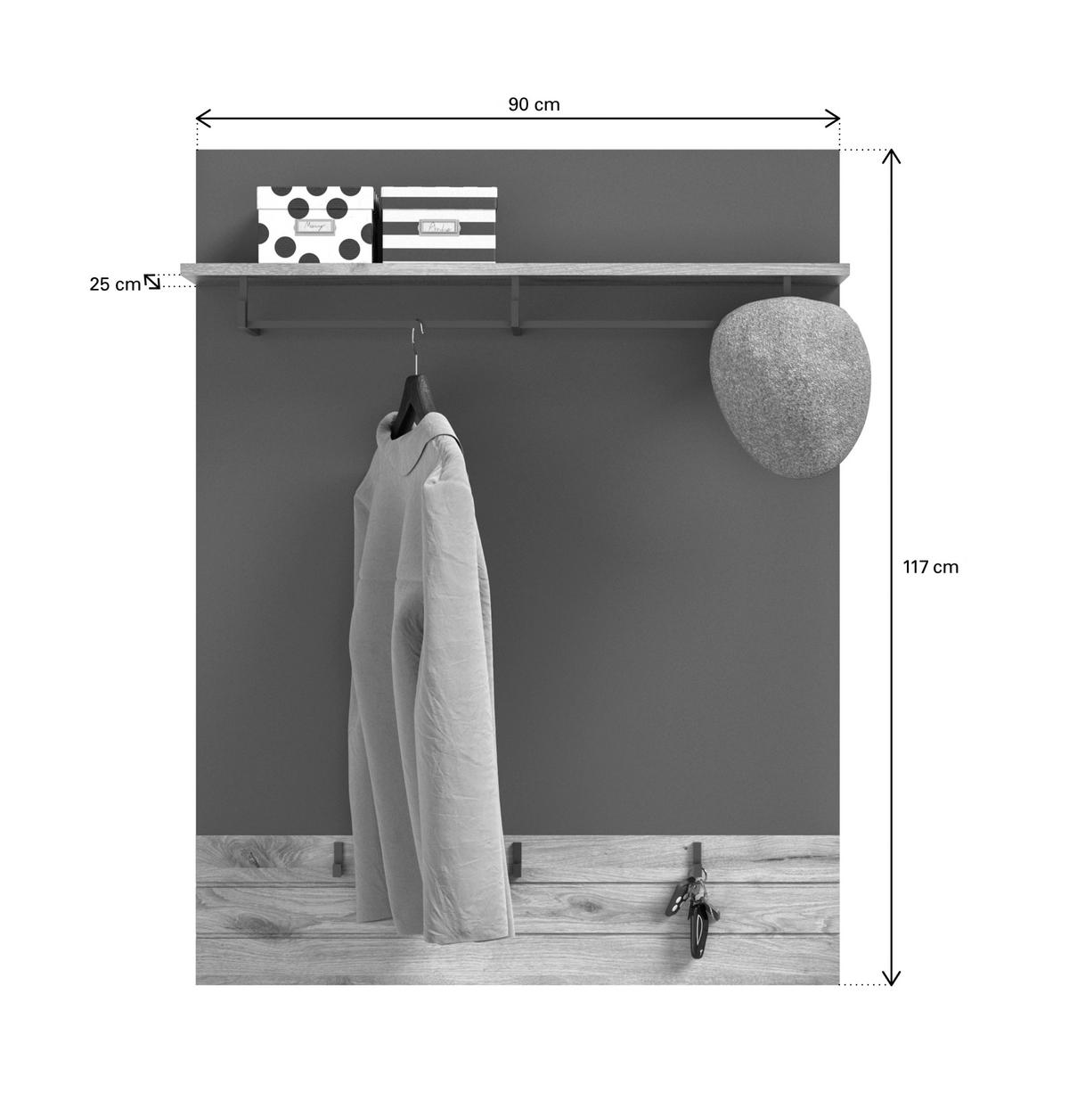 Mason B: 175 cm Nox Oak 3-teilig - Holzwerkstoff (175/200/38cm) - MID.YOU