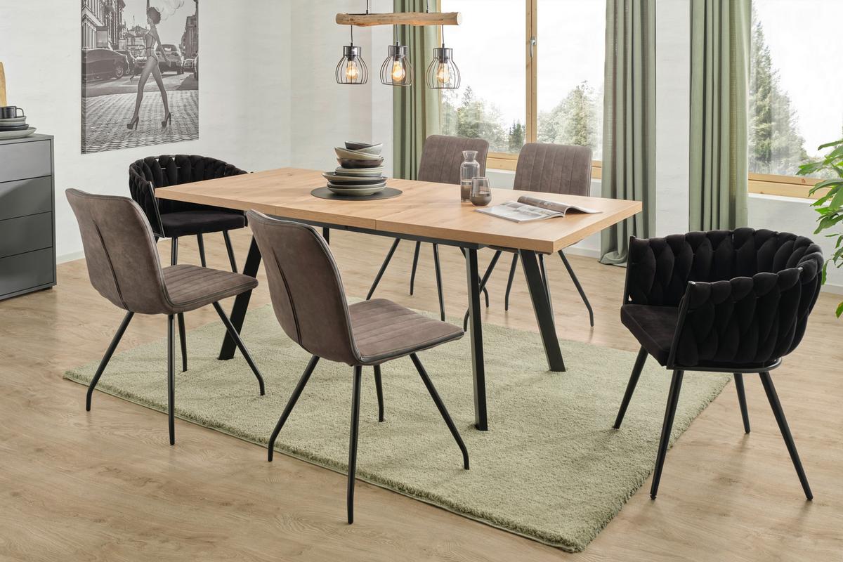 VÝSUVNÝ STŮL DINNER KONZEPT 2 - černá/dub artisan, Moderní, kov/kompozitní dřevo (160-210/90/75cm) - Mömax