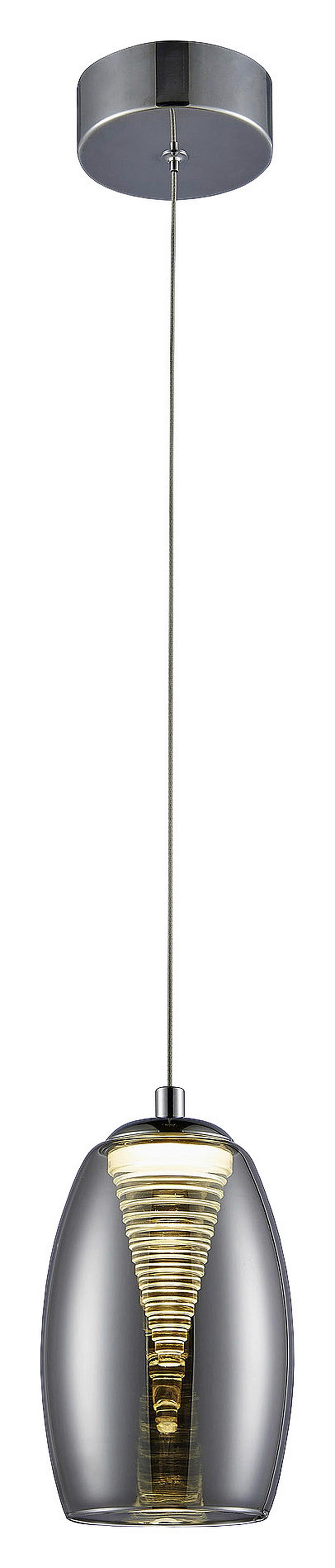 LED-Hängeleuchte Metropolis H: 128 cm 1-Flammig - Chromfarben/Grau, Design, Glas/Metall (11,5/128cm) - Brilliant