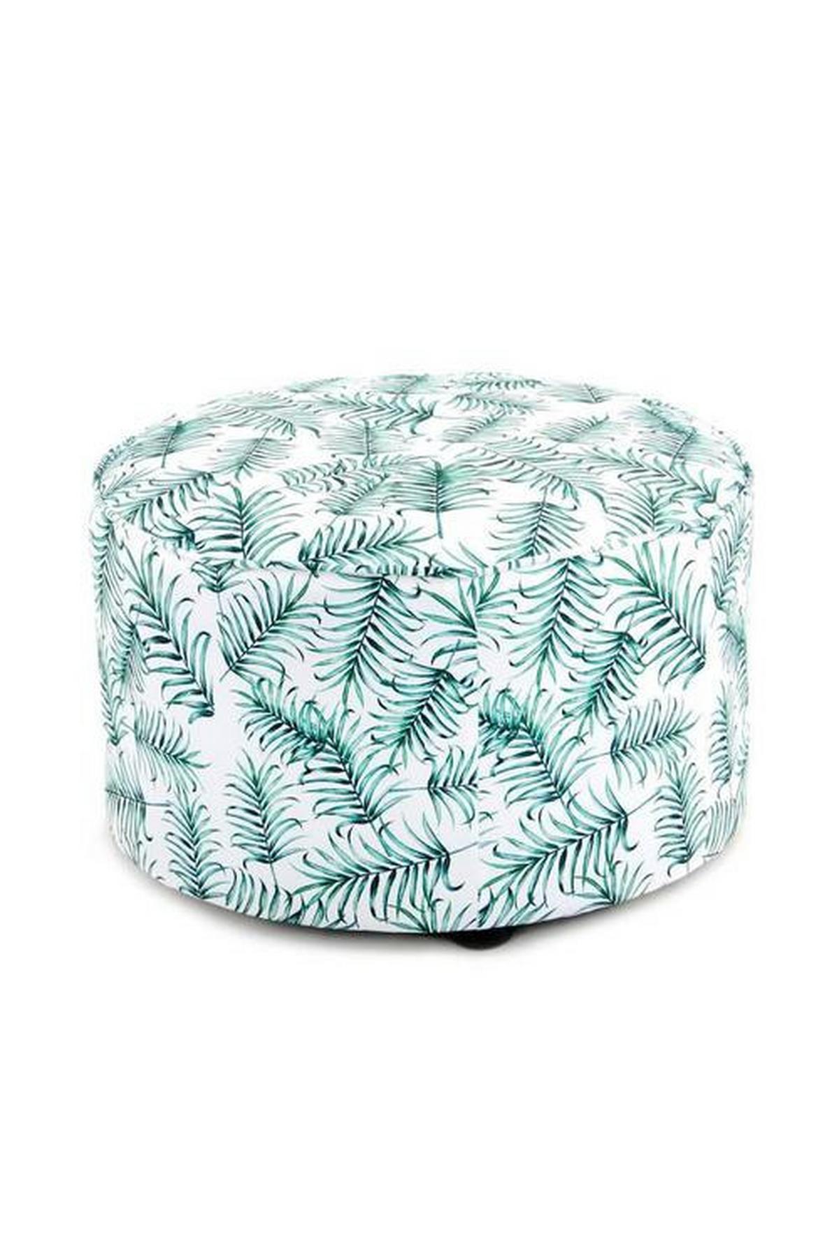 Stapelhocker Indira Flower Weiß Grün H: 32/36 cm 2er-Set - Weiß/Grün, Basics, Kunststoff/Textil (45+58cm) - Kayoom