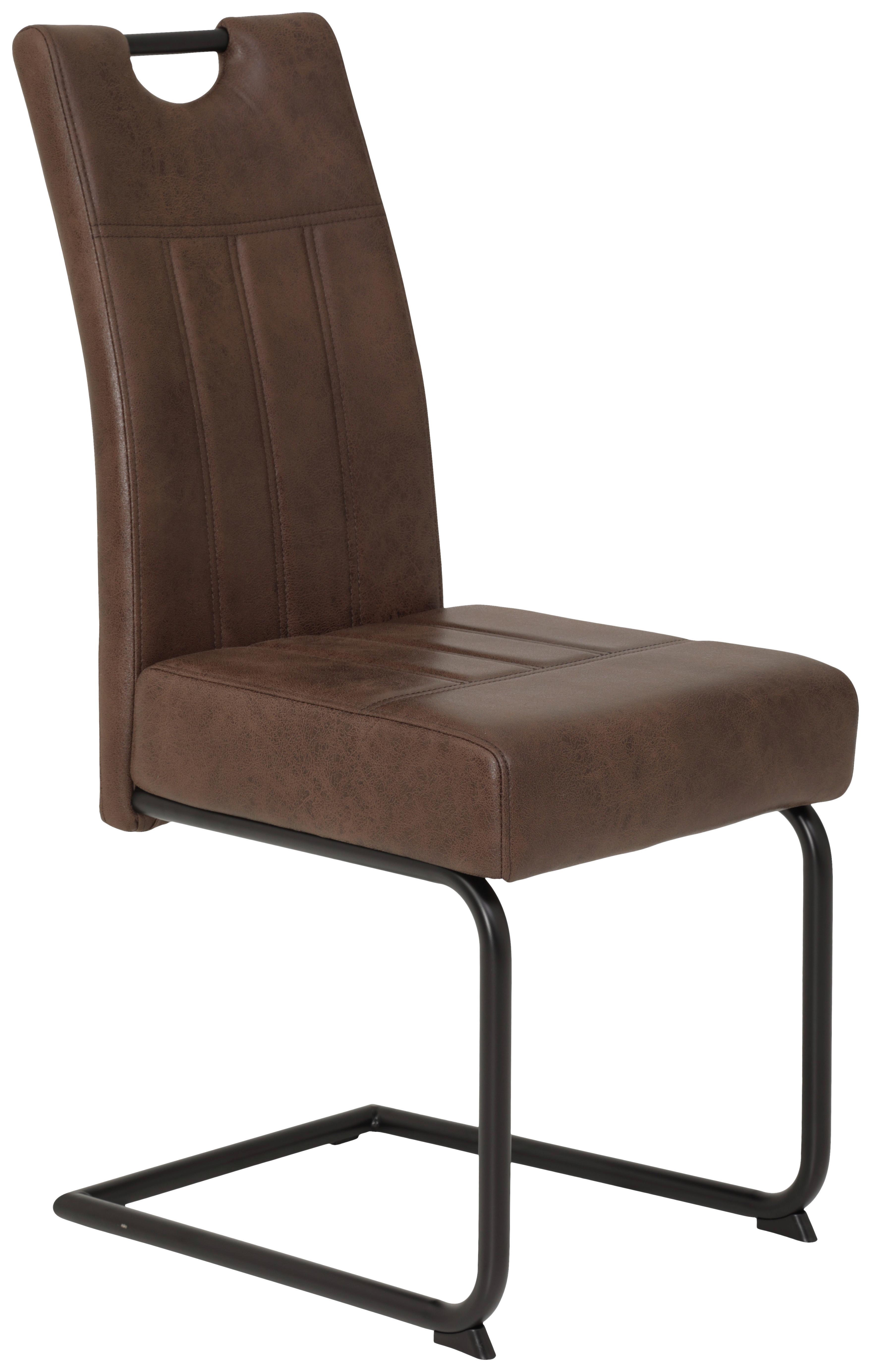 Schwingstuhl Betty Lederlook Braun, B: 43 cm - Schwarz/Braun, KONVENTIONELL, Textil/Metall (43/99/60cm)