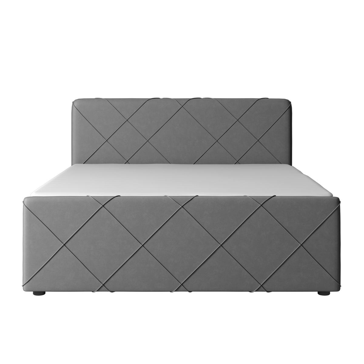 Boxspringbett mit Bettkasten Cordoba, 180x200 cm - Hellgrau/Schwarz, MODERN, Karton/Holz (180/200cm) - MID.YOU