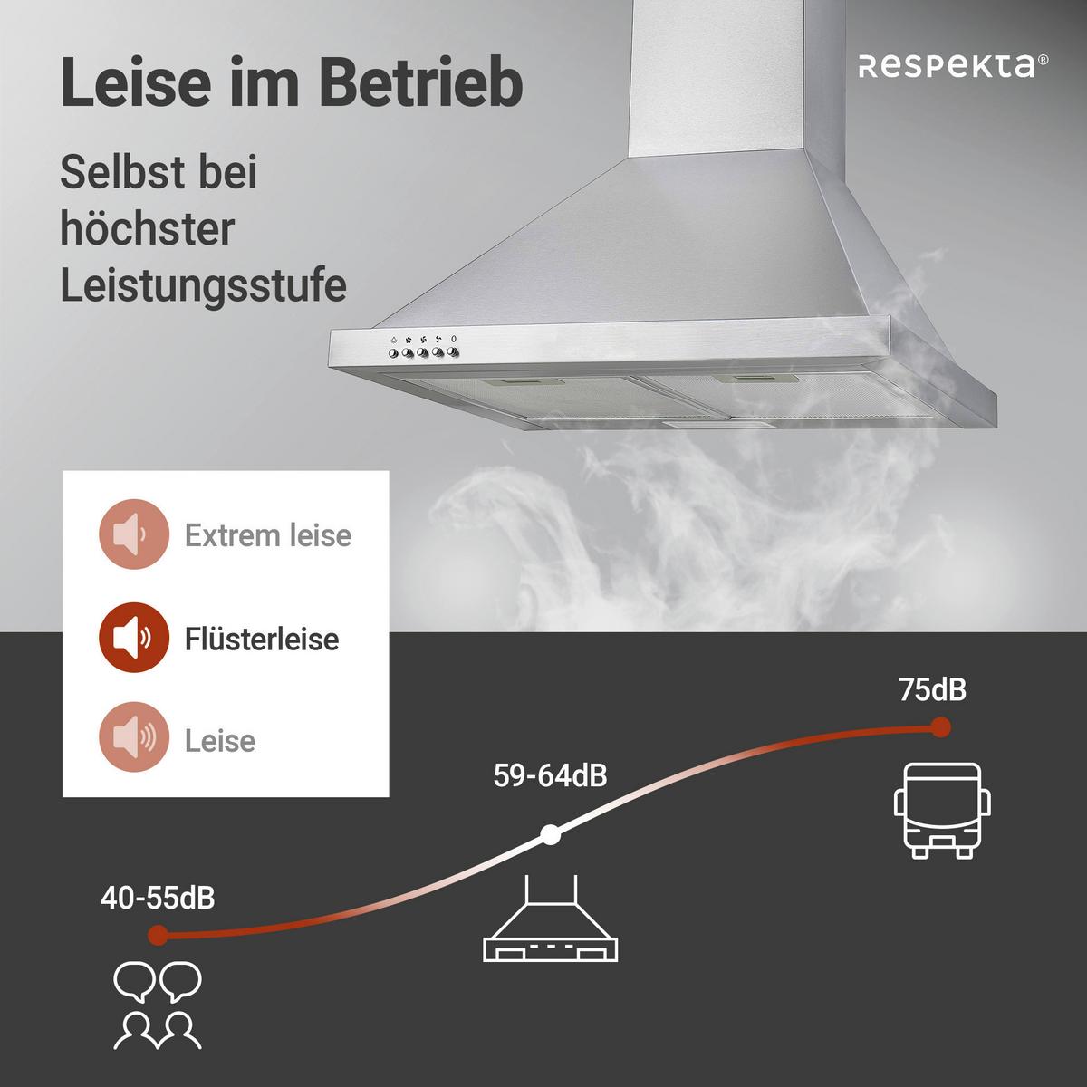 Dunstabzugshaube Respekta Dalia Edelstahlfarben B: 60 Cm - Edelstahlfarben, Trend, Metall (60/70-108/50cm) - Respekta