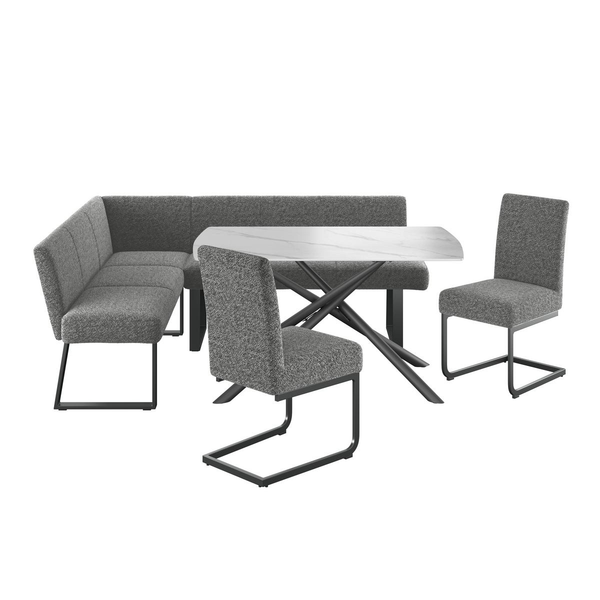 Eckbank Grau Polyester/Eisen Terri ca. 150x190 cm - Schwarz/Grau, MODERN, Textil/Metall (150/190cm) - MID.YOU