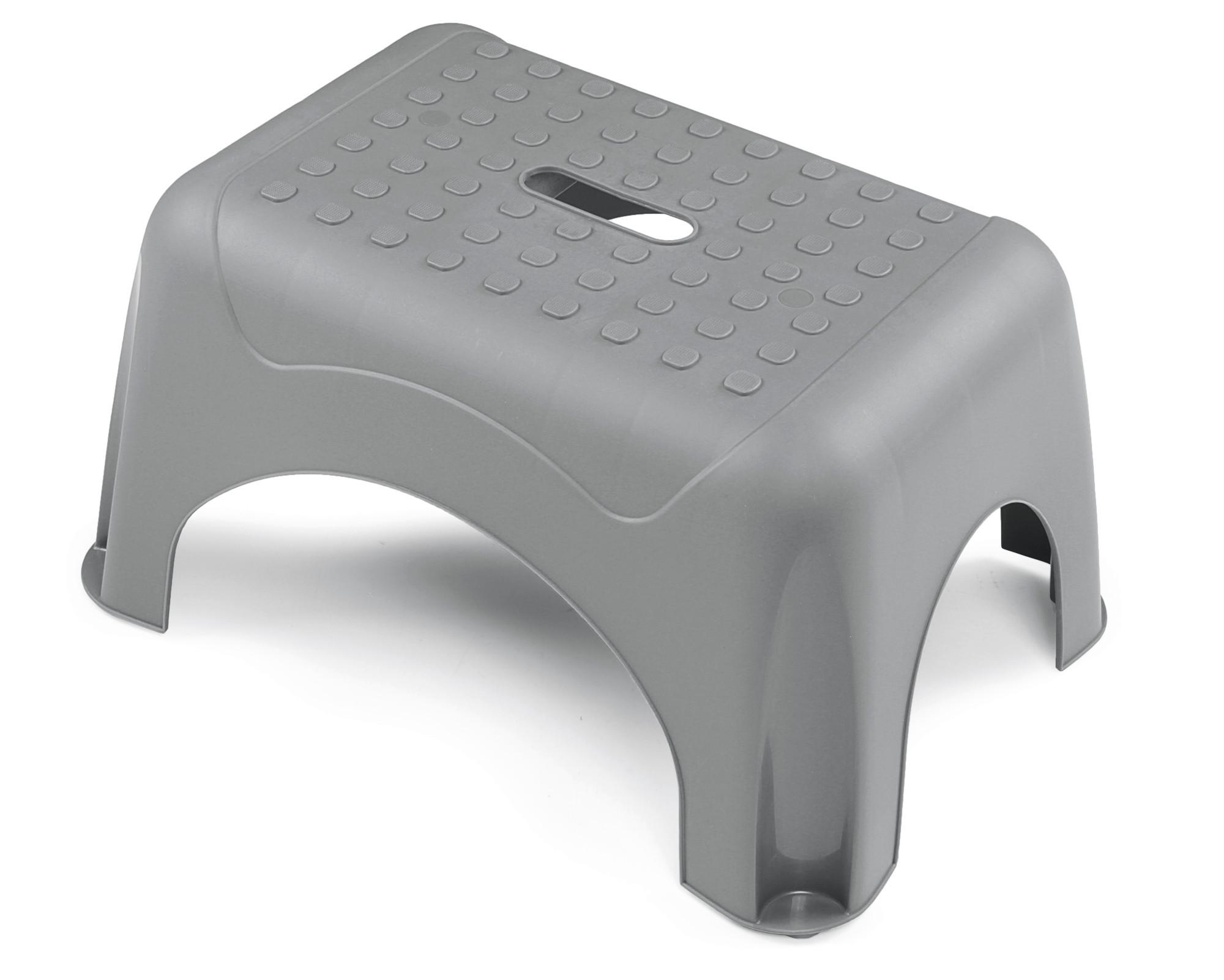 Tritthocker Kunststoff Grau H: 23,5 cm Rutschfest - Grau, Basics, Kunststoff (44/23,5/31cm)