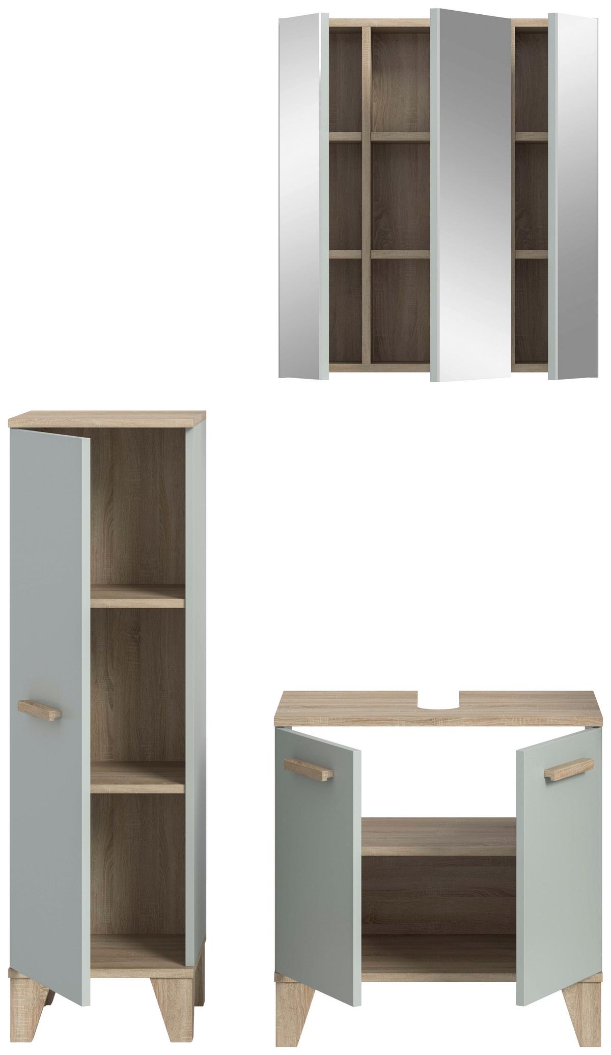 Badezimmer Eiche/Graugrün K: 94 cm - Eichefarben/Hellgrün, MODERN, Holzwerkstoff (94cm) - MID.YOU