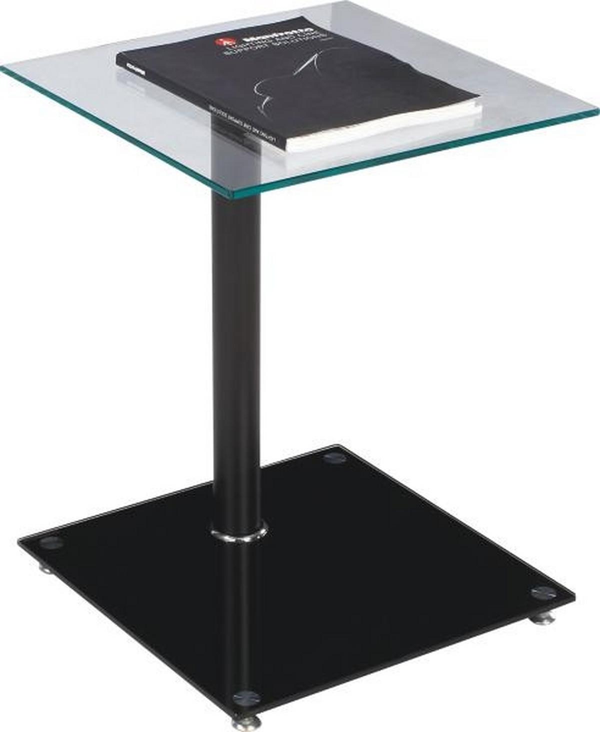 Beistelltisch Mit Glasplatte Quadro, Aluminium Schwarz - Schwarz, MODERN, Glas/Metall (40/52/40cm)