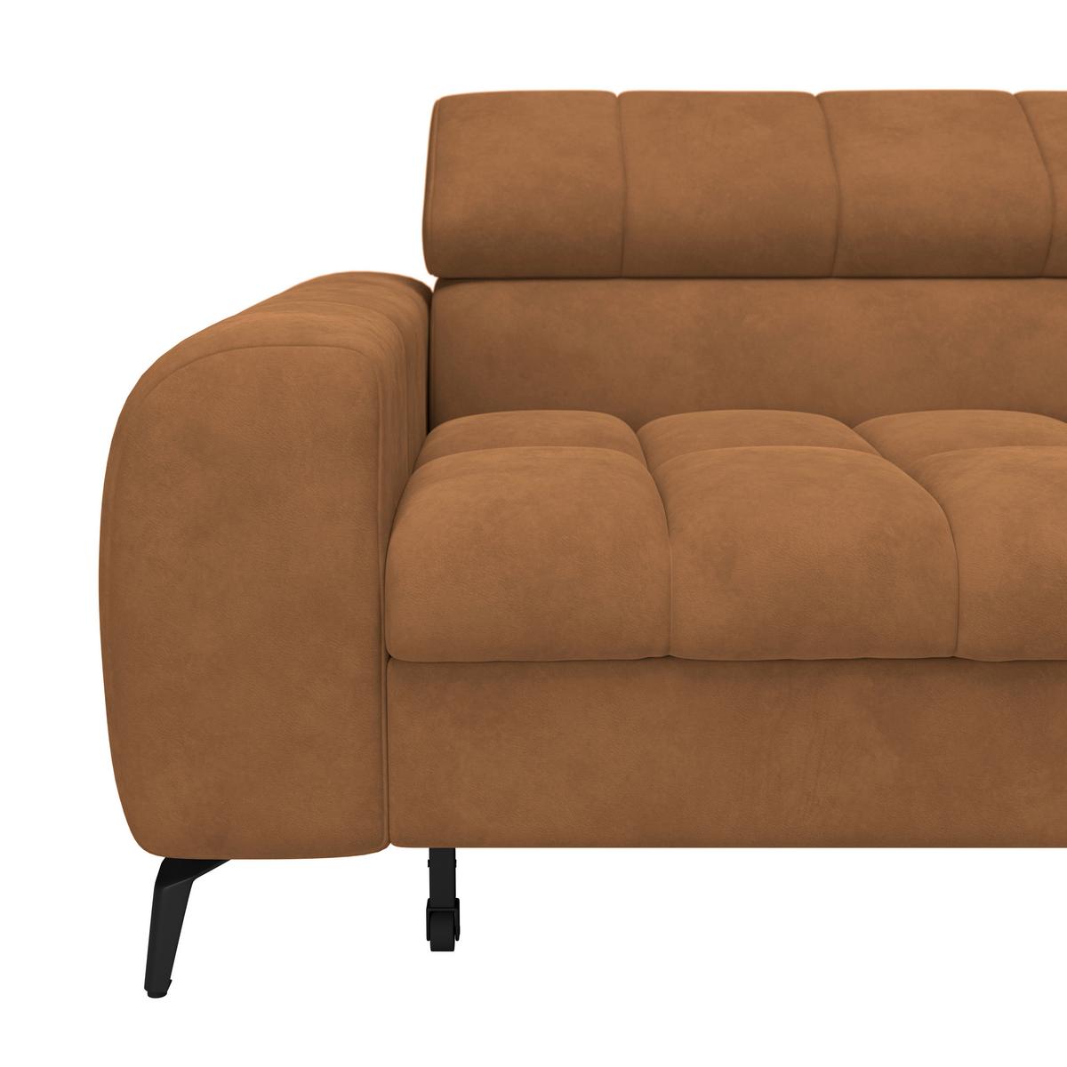 Ecksofa Volf Rechts New Braun, S: 261x203 cm - Schwarz/Braun, Trend, Kunststoff/Textil (261/203cm)