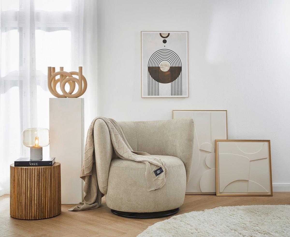 Sessel Boli Beige B: 92 Cm - Hellbraun/Beige, Design, Textil (92/80/84cm) - Livetastic