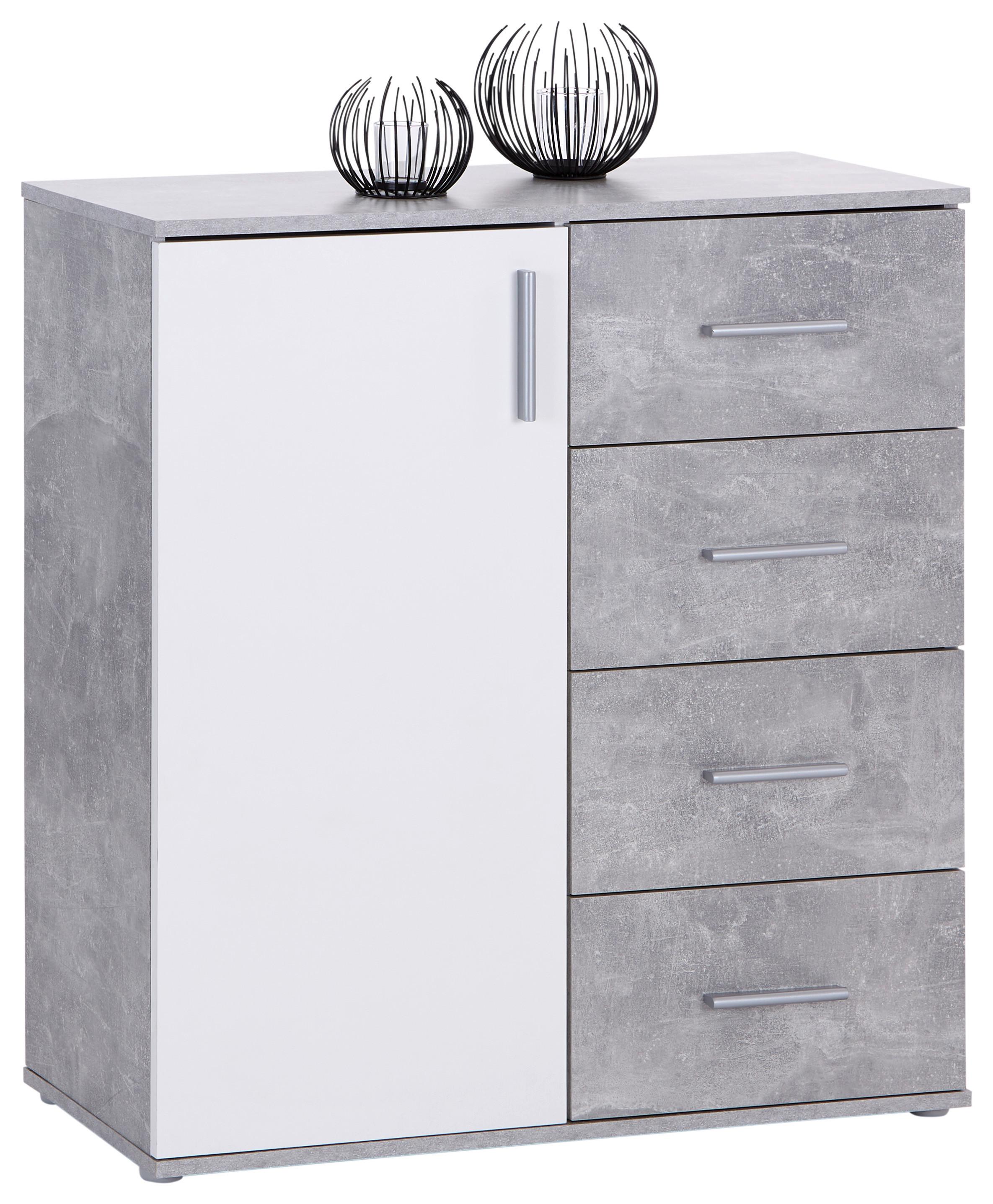 Komód Ina 88/95 Cm - világosszürke/fehér, Modern, faalapú anyag (88,2/94,8/38,3cm)