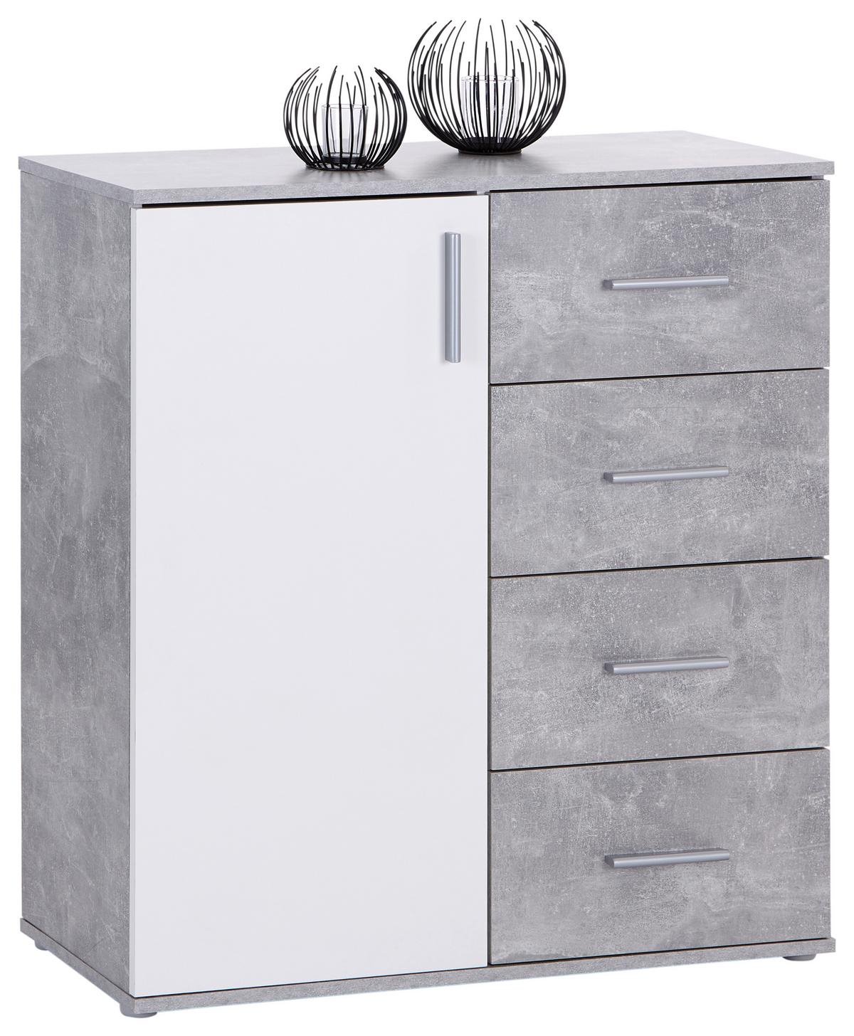 Kommode mit Schubladen 88,2 cm Ina 02 Weiß - Hellgrau/Weiß, MODERN, Holzwerkstoff (88,2/94,8/38,3cm)