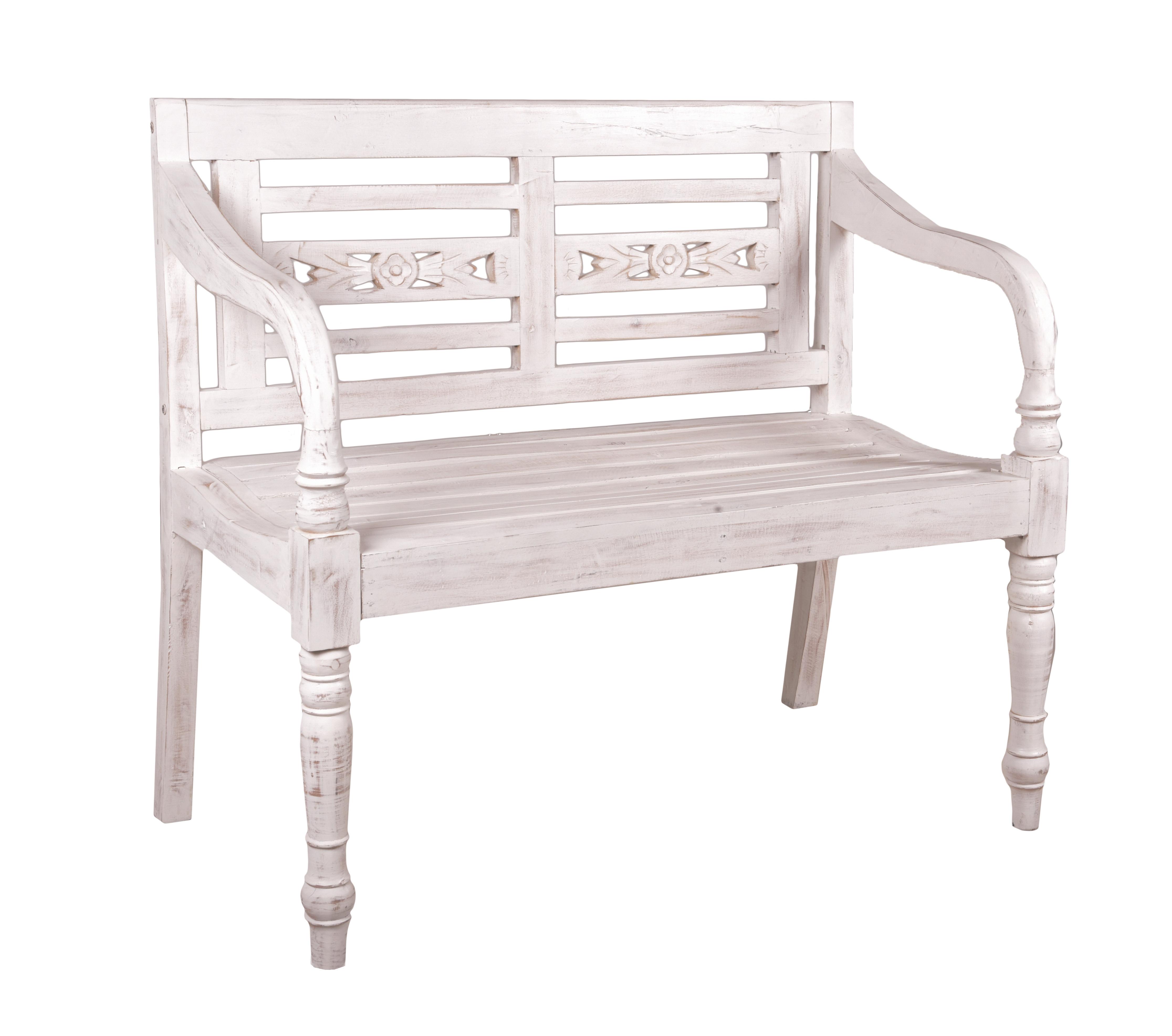 Gartenbank Echtholz Mahagoni Weiß 2-Sitzer Moyo - Basics, Holz (100/90/52cm) - Gardenson