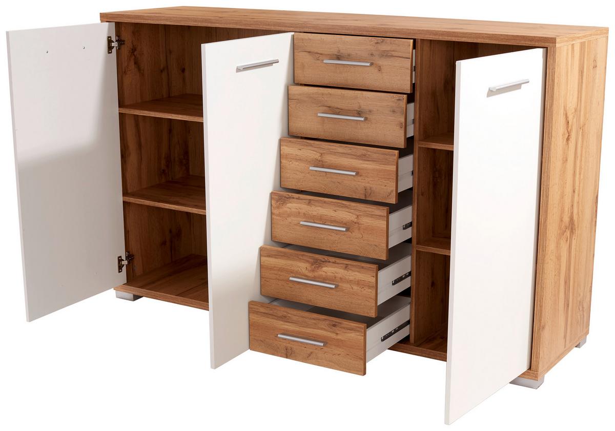 KOMODA Q-BIG NEW QBK03 - biela/farba duba, Modern, drevo/plast (190/105/44cm)