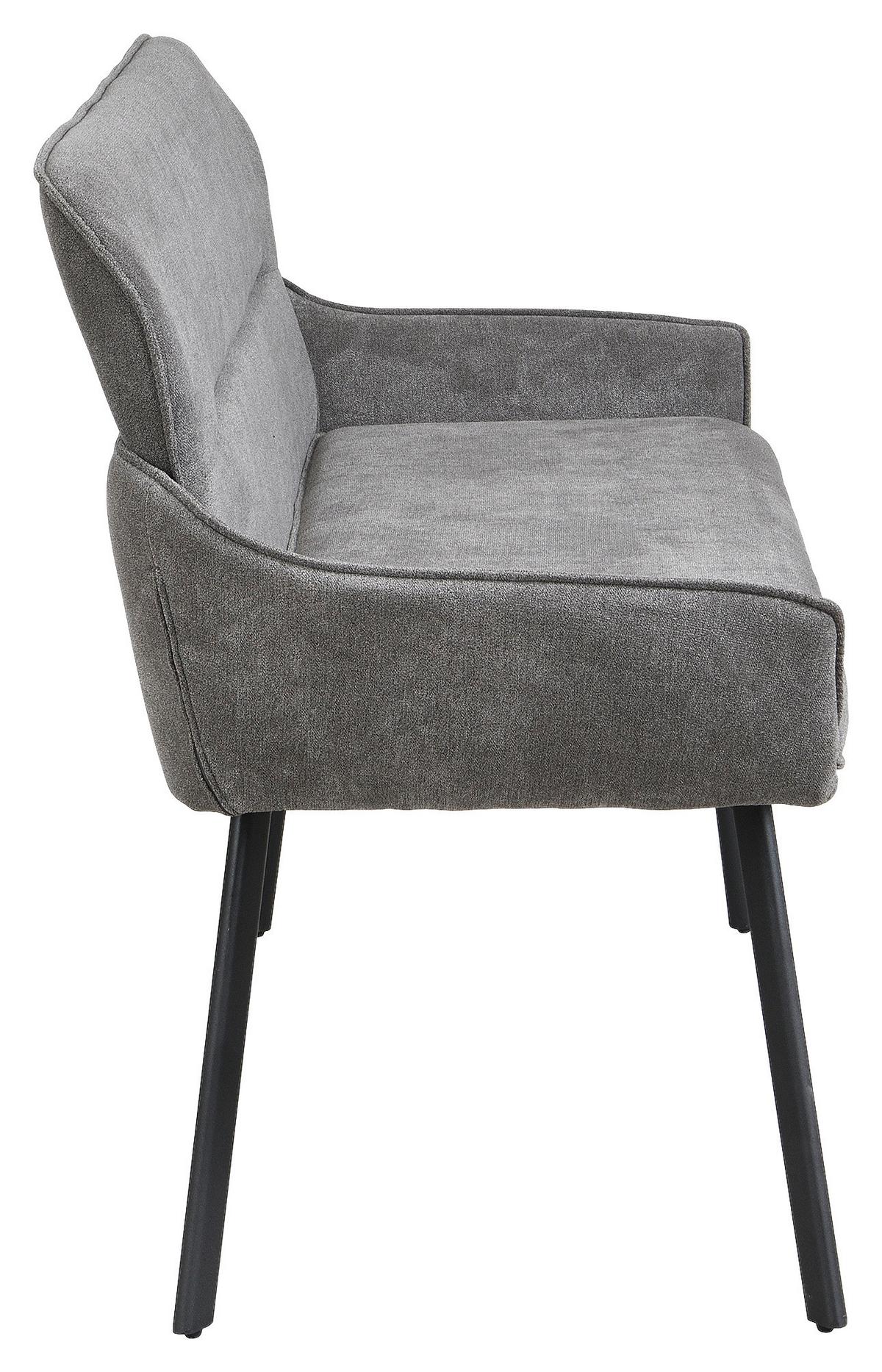 Sitzbank Rico - Dunkelgrau/Schwarz, MODERN, Textil/Metall (140/90/62cm) - MID.YOU