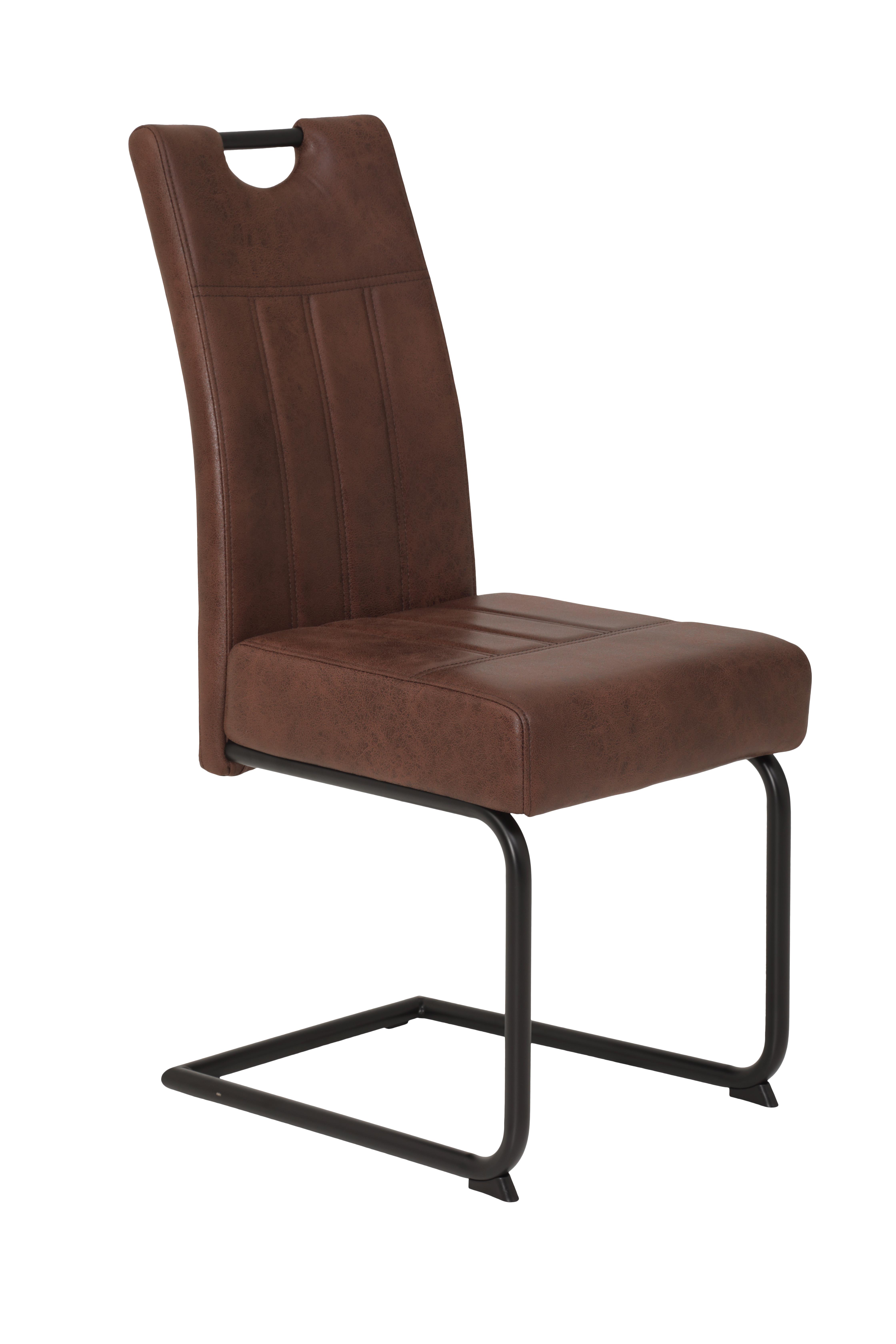 Schwingstuhl-Set Betty S 4er-Set - Schwarz/Braun, MODERN, Textil/Metall (43/61/99cm) - MID.YOU