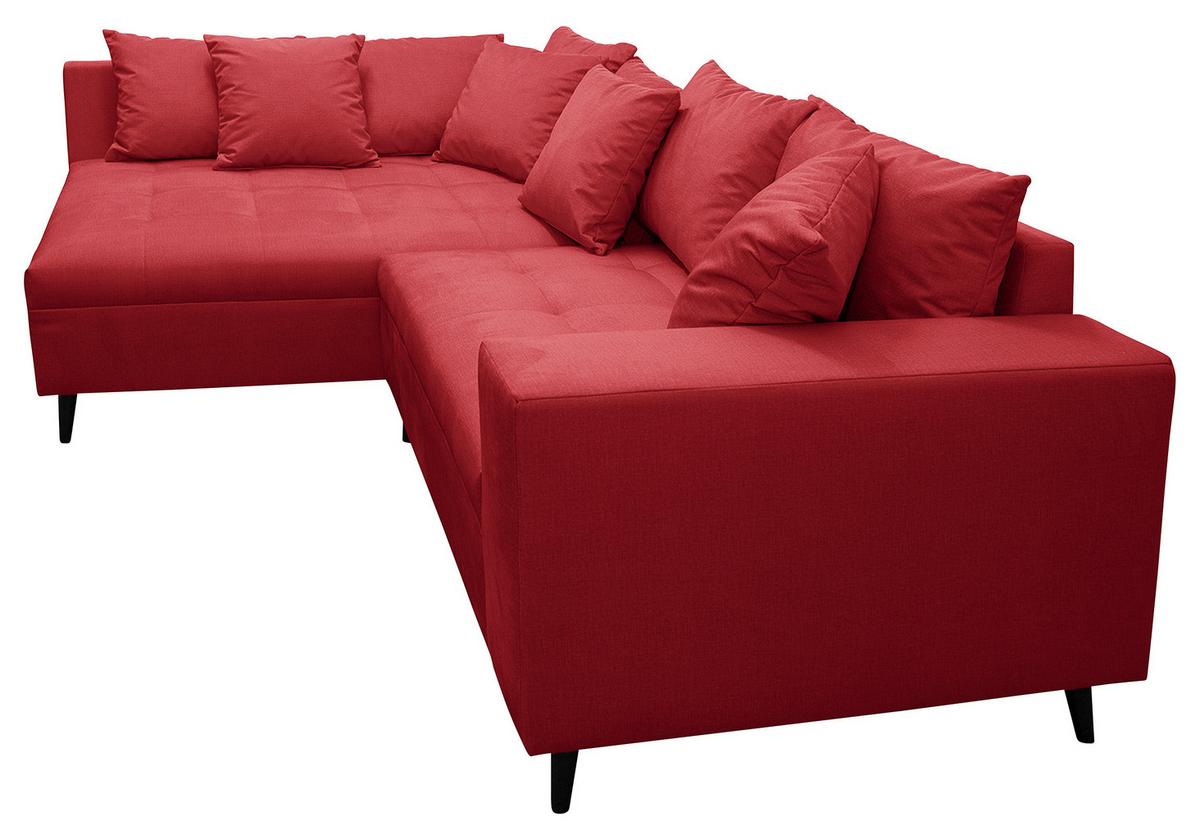 Ecksofa Pruno, Rot S: 174x247 Cm - Rot/Schwarz, Design, Textil (174/247cm) - MID.YOU