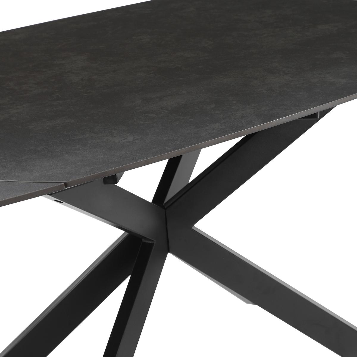 Esstisch Senna Grau/Schwarz L: 120-180 cm - Schwarz/Grau, MODERN, Stein/Metall (120-180/90/75.5-79cm) - P & B