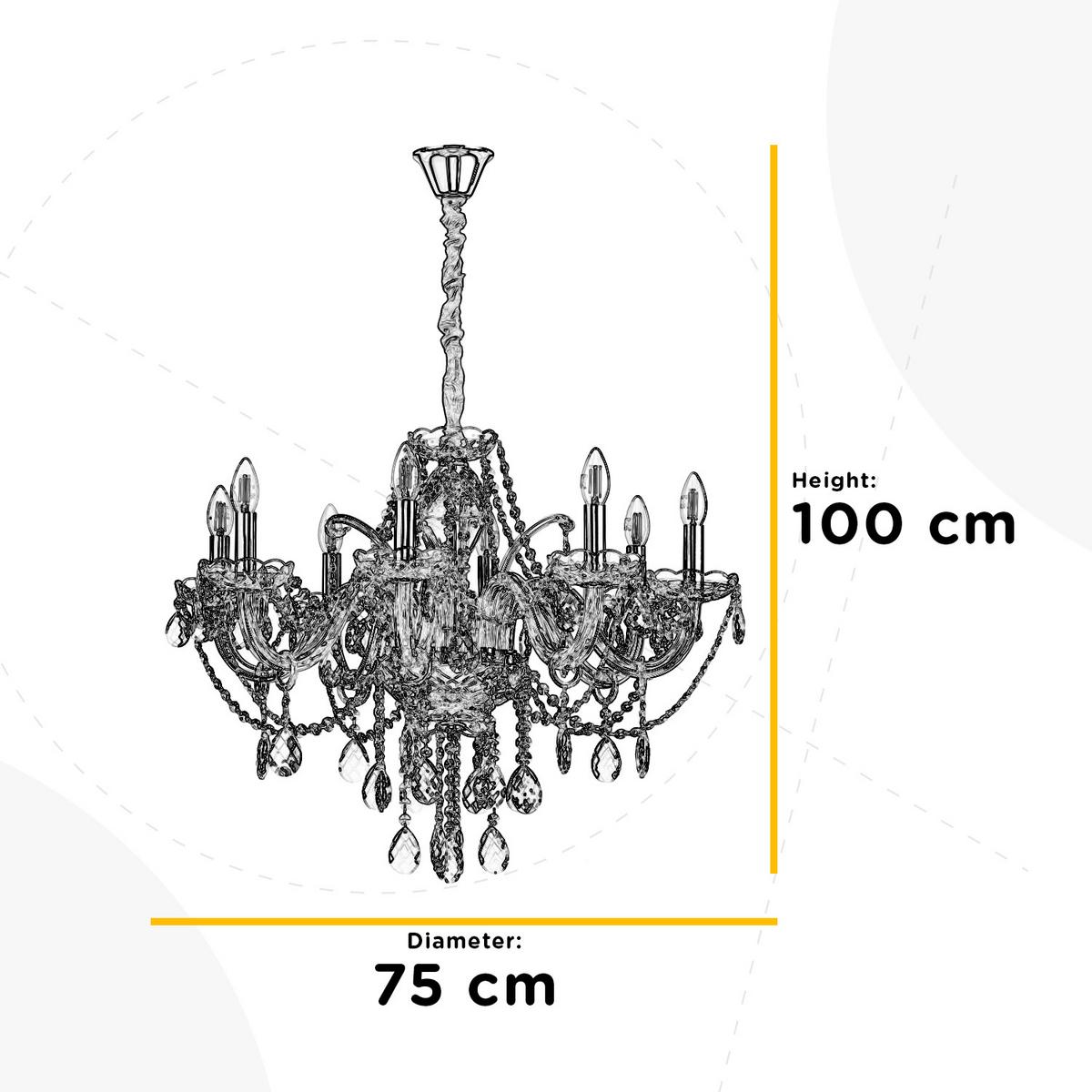 Kronleuchter 9095/8c - Chromfarben/Transparent, KONVENTIONELL, Glas/Metall (75/100cm)