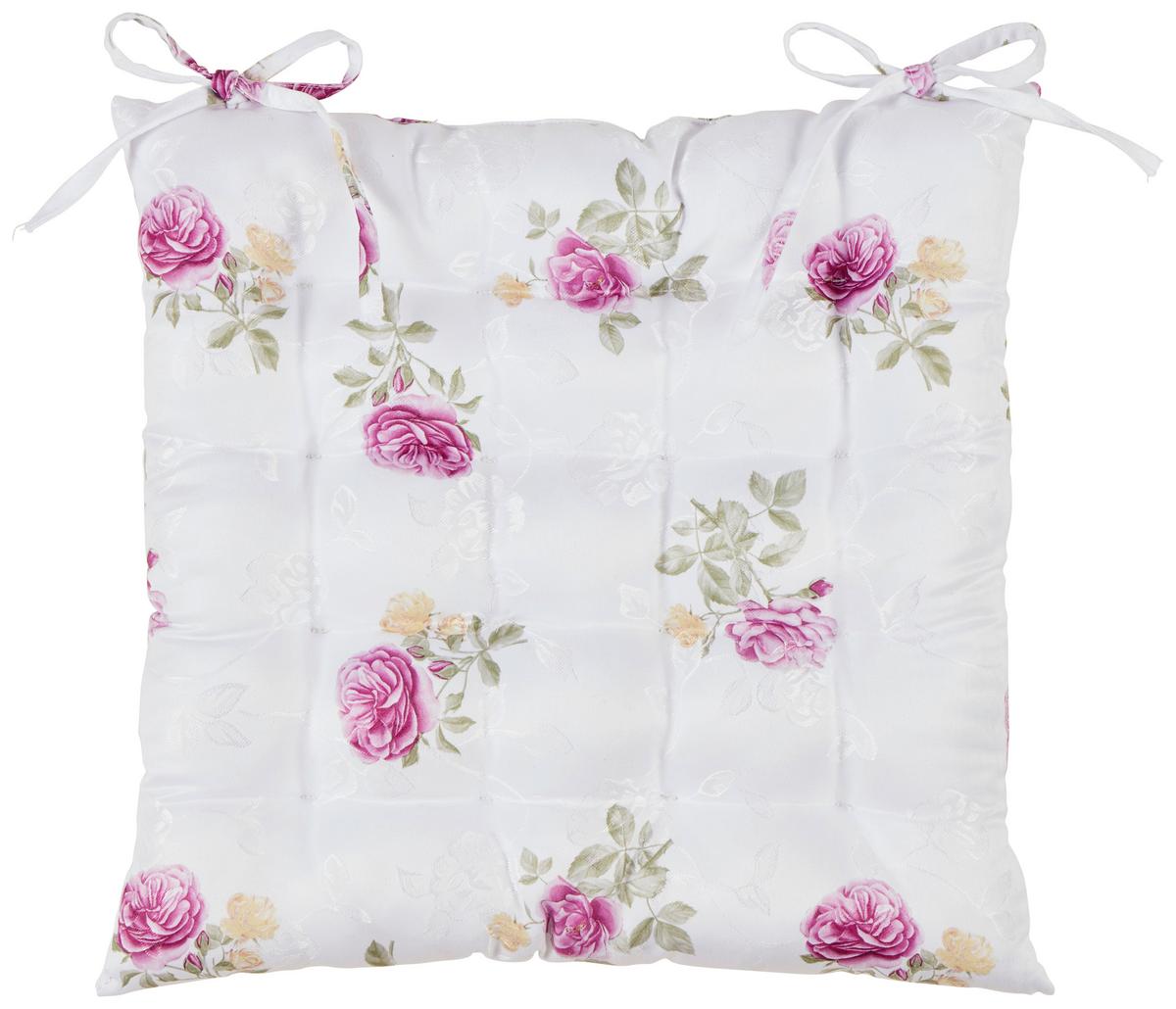 Sitzkissen Laura - Altrosa/Weiß, ROMANTIK / LANDHAUS, Textil (40/40/5cm) - James Wood