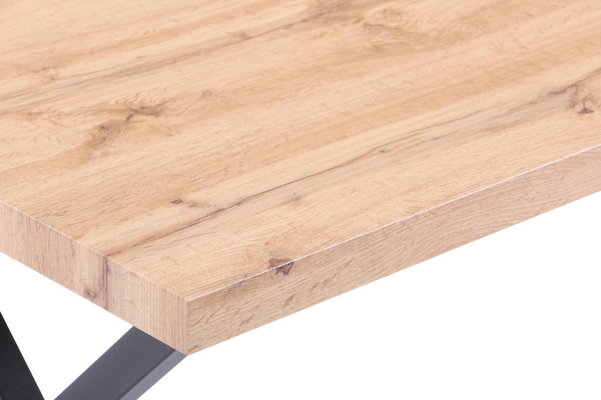 Esstisch Schwarz, Naturfarben L: 160cm - Schwarz/Naturfarben, Design, Holzwerkstoff/Metall (160/90/75cm) - Livetastic