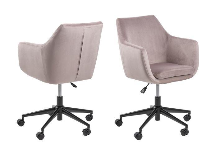 Kancelářská židle Nora samet starorůžová - starorůžová/černá, Design, textil (58/91/58cm)