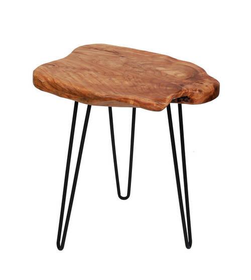 Beistelltisch mit Holzplatte Woody, Naturfarben - Naturfarben, Natur, Holz/Metall (40/45/52cm) - Kayoom