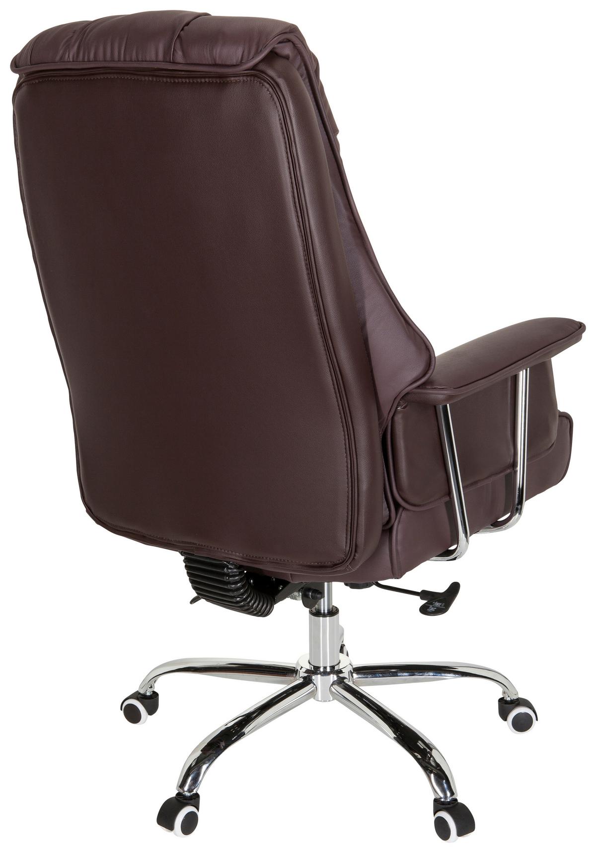 Chefsessel Commander Lederlook Braun Bis 130kg - Chromfarben/Braun, MODERN, Kunststoff/Textil (75/130/64cm) - MID.YOU