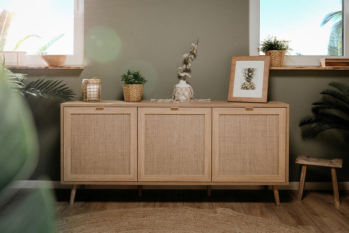 Sideboard Dekor Mit 3 Türen 150 cm Bali Sonoma Eiche - Sonoma Eiche, Natur, Holzwerkstoff (150/71/40cm) - MID.YOU