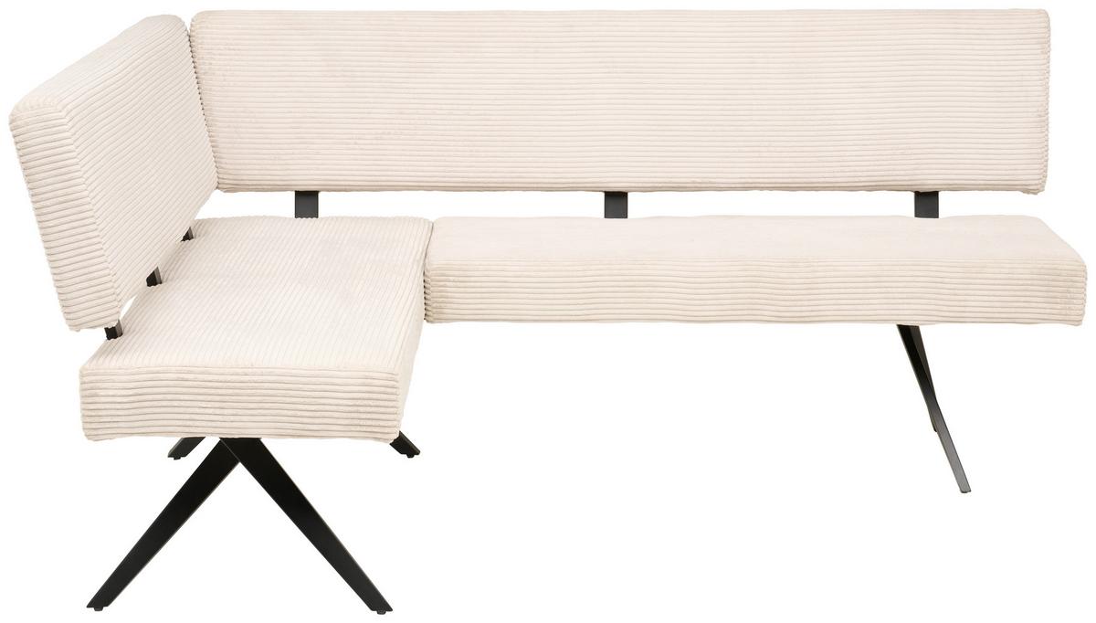 Eckbank Chios Cord Beige, S: 150x190 Cm - Beige/Schwarz, KONVENTIONELL, Textil/Metall (150/190cm) - MID.YOU