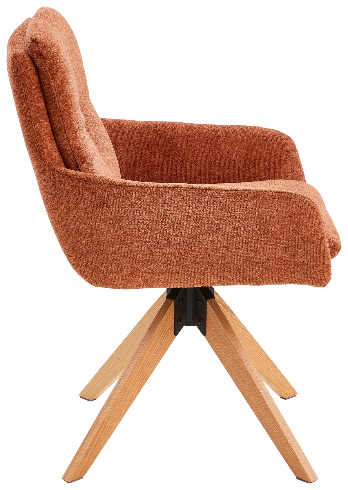 Armlehnstuhl Slide Rostfarben B: 58 cm - Rostfarben/Eichefarben, MODERN, Holz/Textil (58/91/63,5cm) - Livetastic