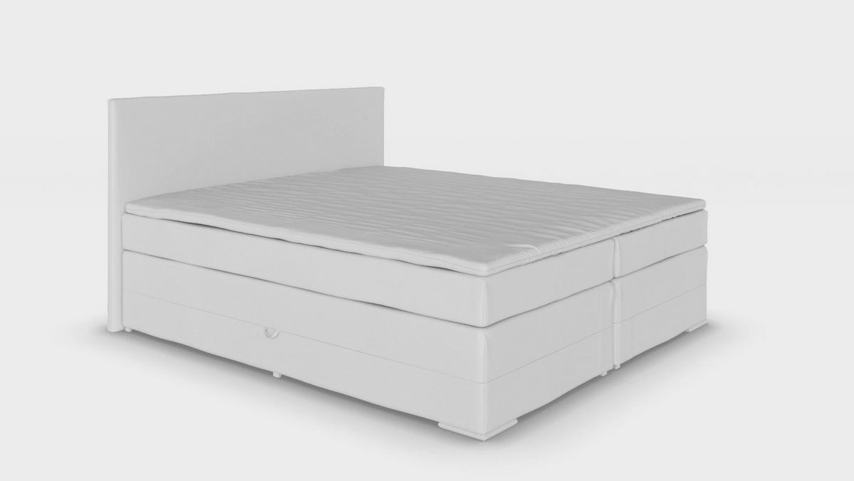 Boxspringbett mit Topper und Bettkasten 140x200 cm Messina - Chromfarben/Hellgrau, KONVENTIONELL, Textil (140/200cm)