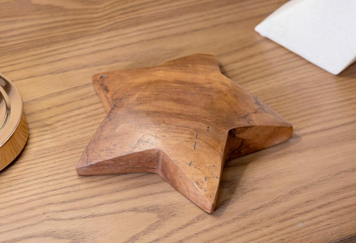 Skulptur Bintang Teak Braun, B: 19 cm - Braun, Basics, Holz (19/19/5cm)