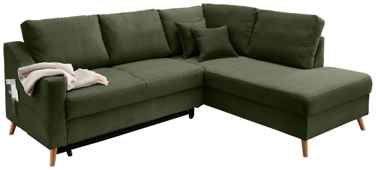 Ecksofa Valentina Dunkelgrün S: 230x200 Cm - Dunkelgrün/Naturfarben, MODERN, Textil (230/200cm) - Livetastic