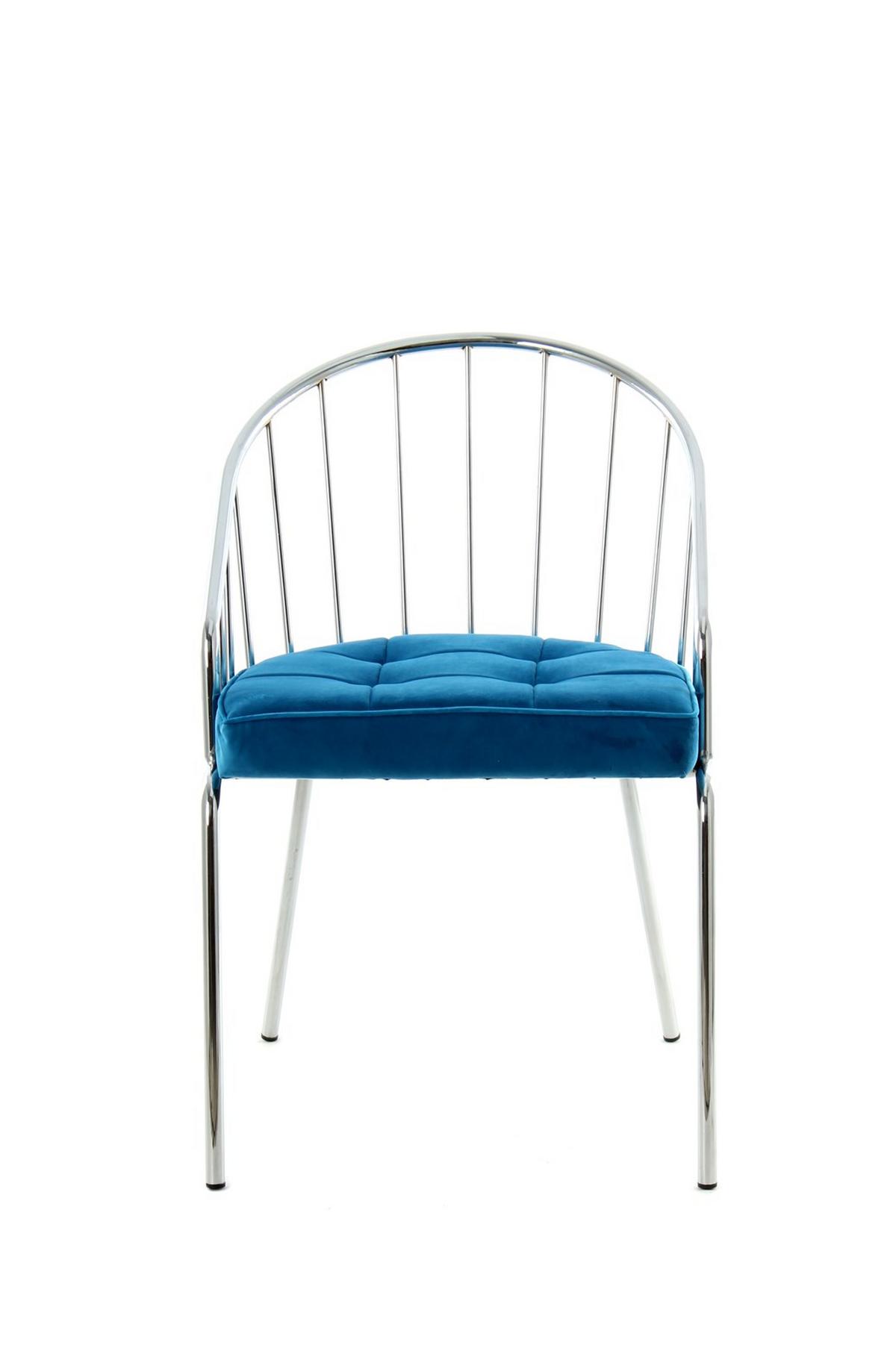 STOLIČKA PALMA 100 - modrá/chrómová, Design, kov/textil (51/83/51cm) - Kayoom