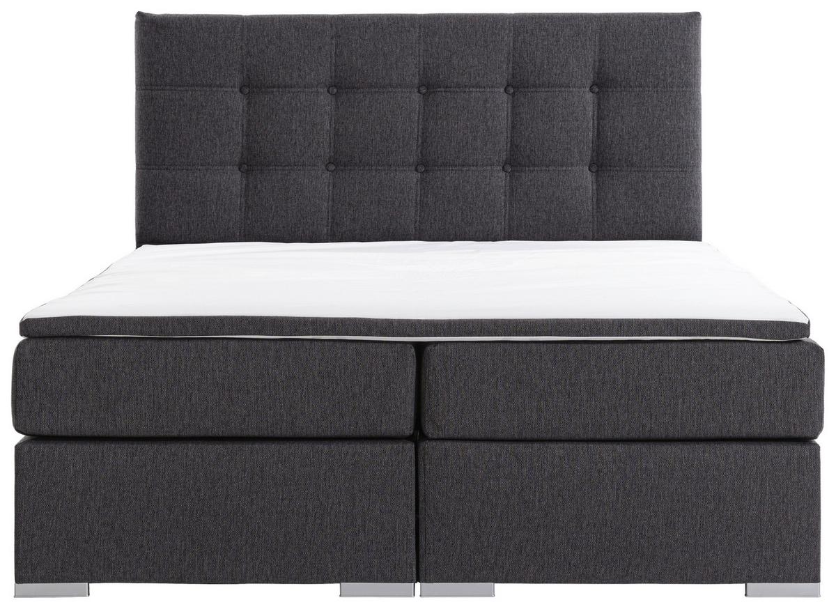 Boxbett Inez Hellgrau Lf: 180x200 cm - Silberfarben/Hellgrau, MODERN, Textil (180/200cm) - MID.YOU
