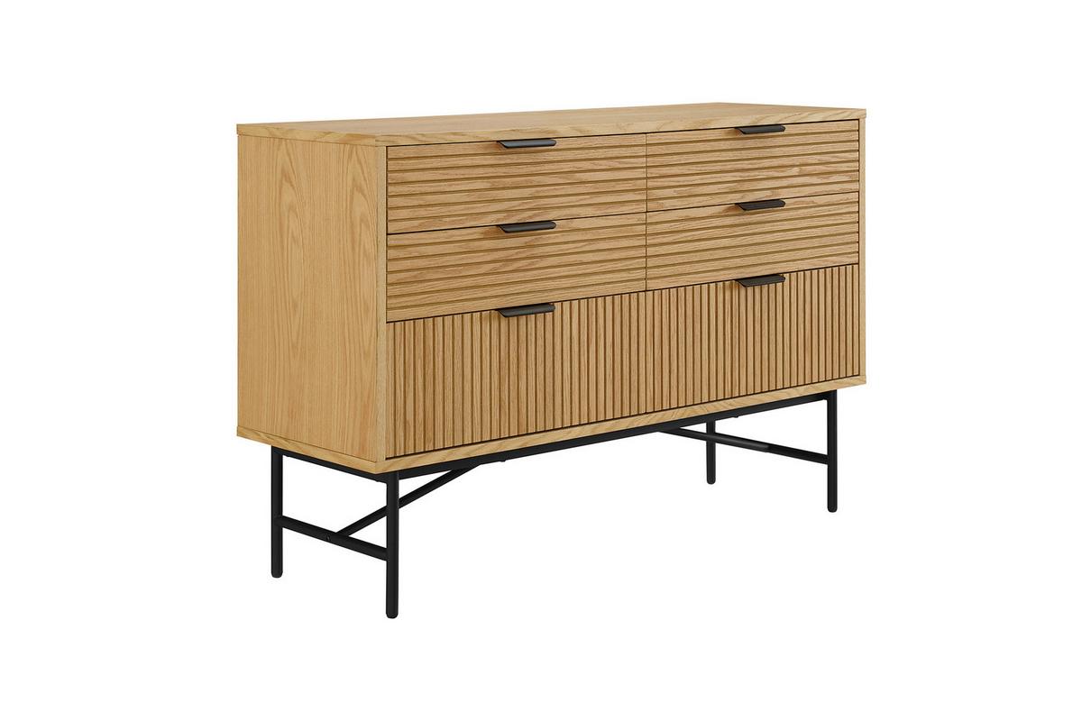 Kommode Schwarz, Eiche Dekor B: 120cm - Eichefarben/Schwarz, Design, Holz/Holzwerkstoff (120/80/40cm) - Livetastic