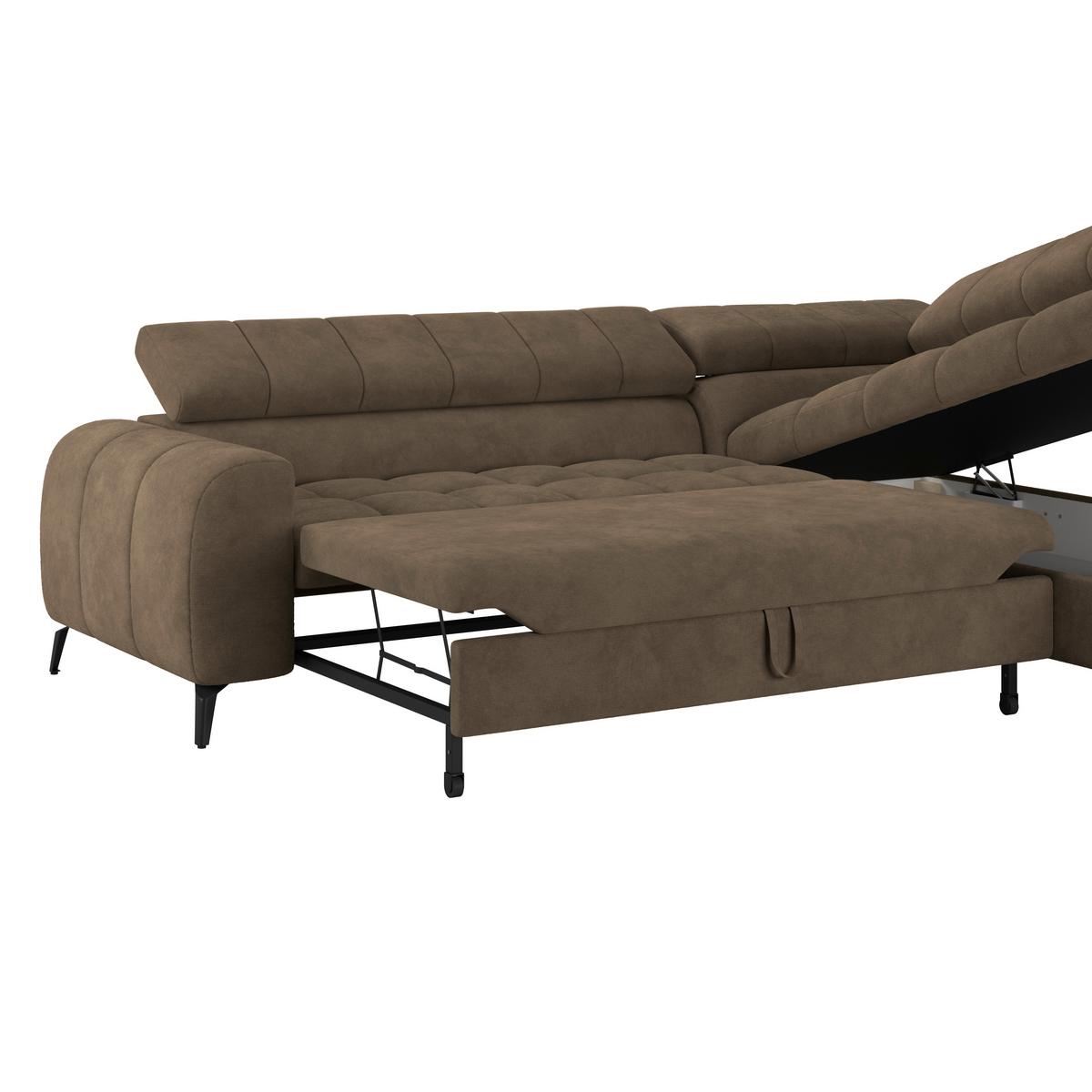 Ecksofa Volf rechts new braun, S: 261x203 cm - Schwarz/Braun, Trend, Kunststoff/Textil (261/203cm)
