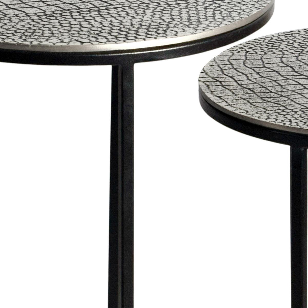 Beistelltischset 2-teilig Aluminium lackiert - Silberfarben/Schwarz, Design, Metall (40/40/48cm) - Livetastic