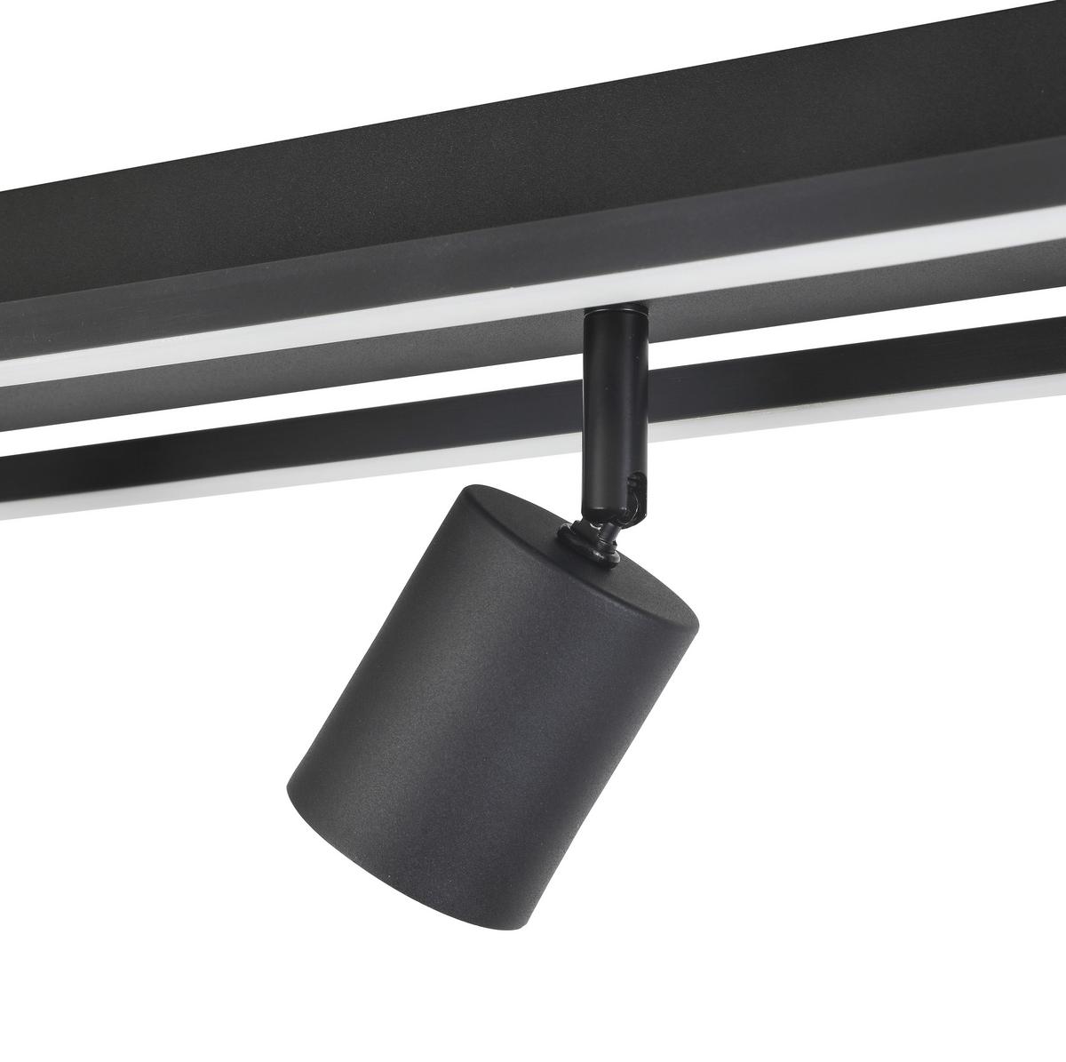 Led-deckenleuchte Conan L: 50 Cm Verstellbare Spotlights - Schwarz, MODERN, Kunststoff/Metall (50/13/15,6cm) - Luca Bessoni